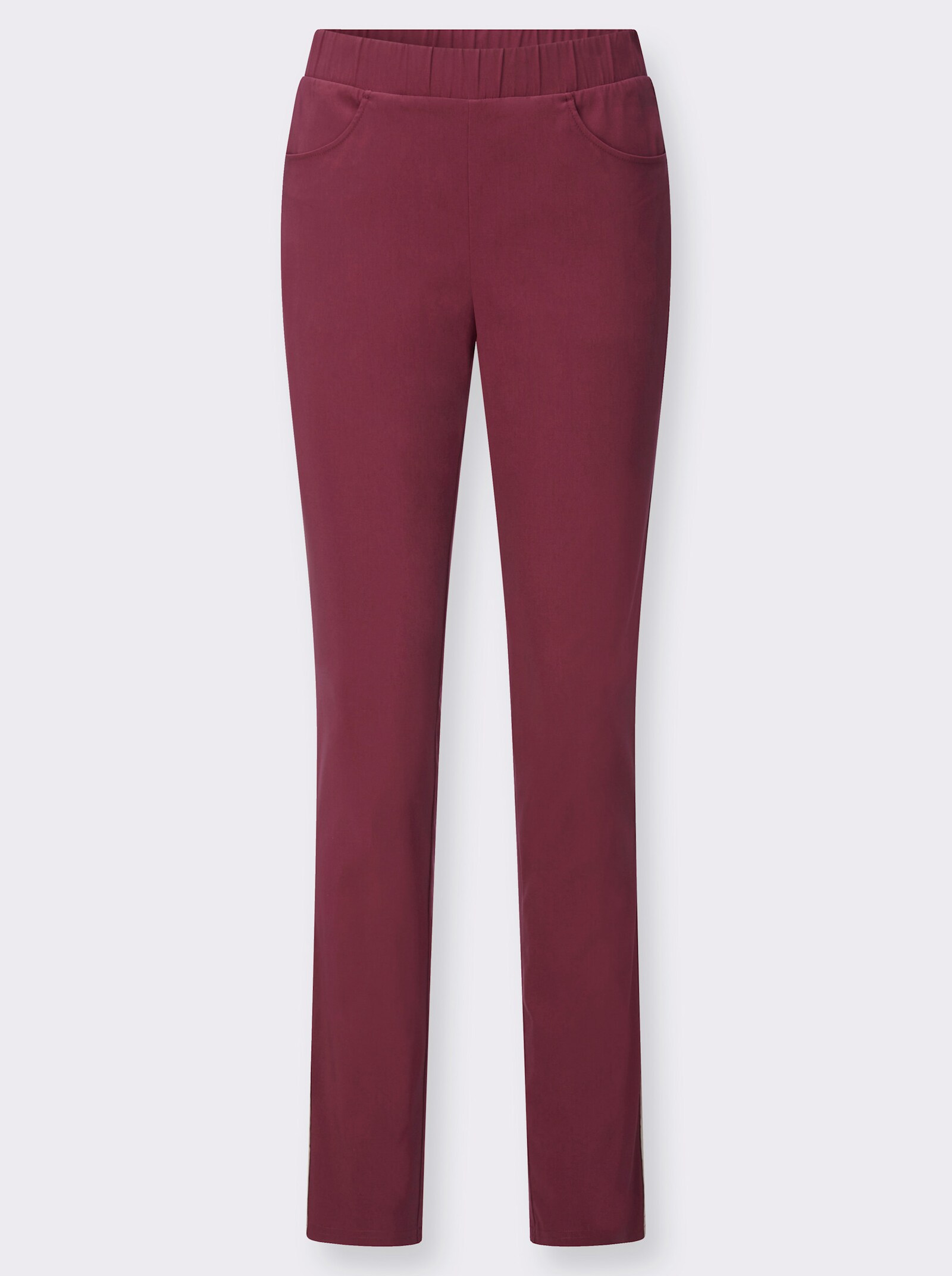 Bengalinhose mit seitlicher Kontrastpaspel - bordeaux-sand