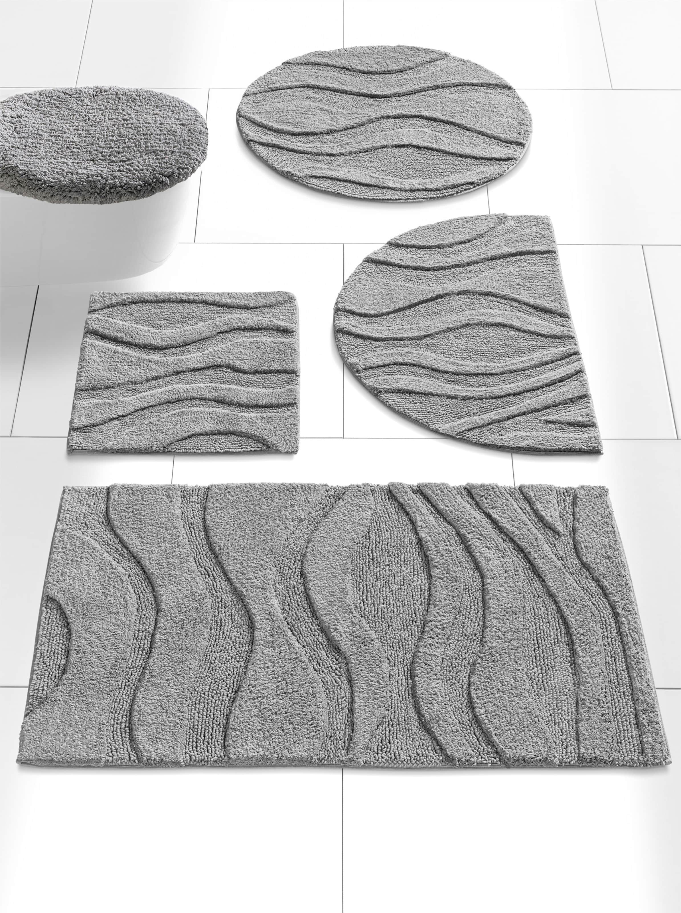 HOME günstig Kaufen-Badteppich in grau von heine home. Badteppich in grau von heine home <![CDATA[Badteppich Wellen-Optik mit 3D-Effekt. Schwere, saugstarke Baumwoll-Qualität. Eingefasster Rand. Für Fußbodenheizung geeignet.]]>. 