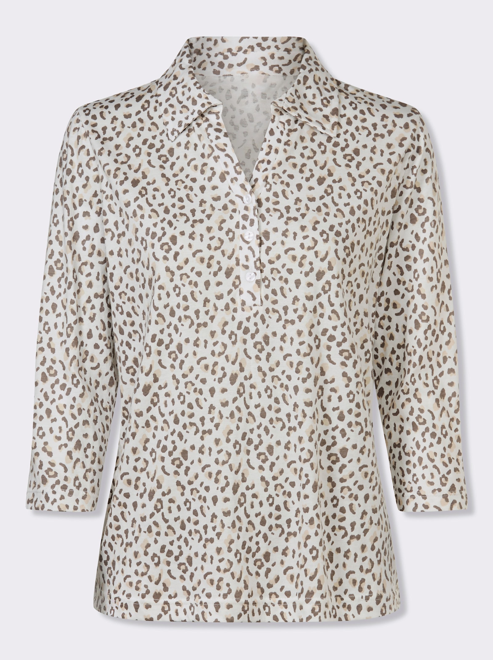 Poloshirt - ecru-taupe-bedruckt