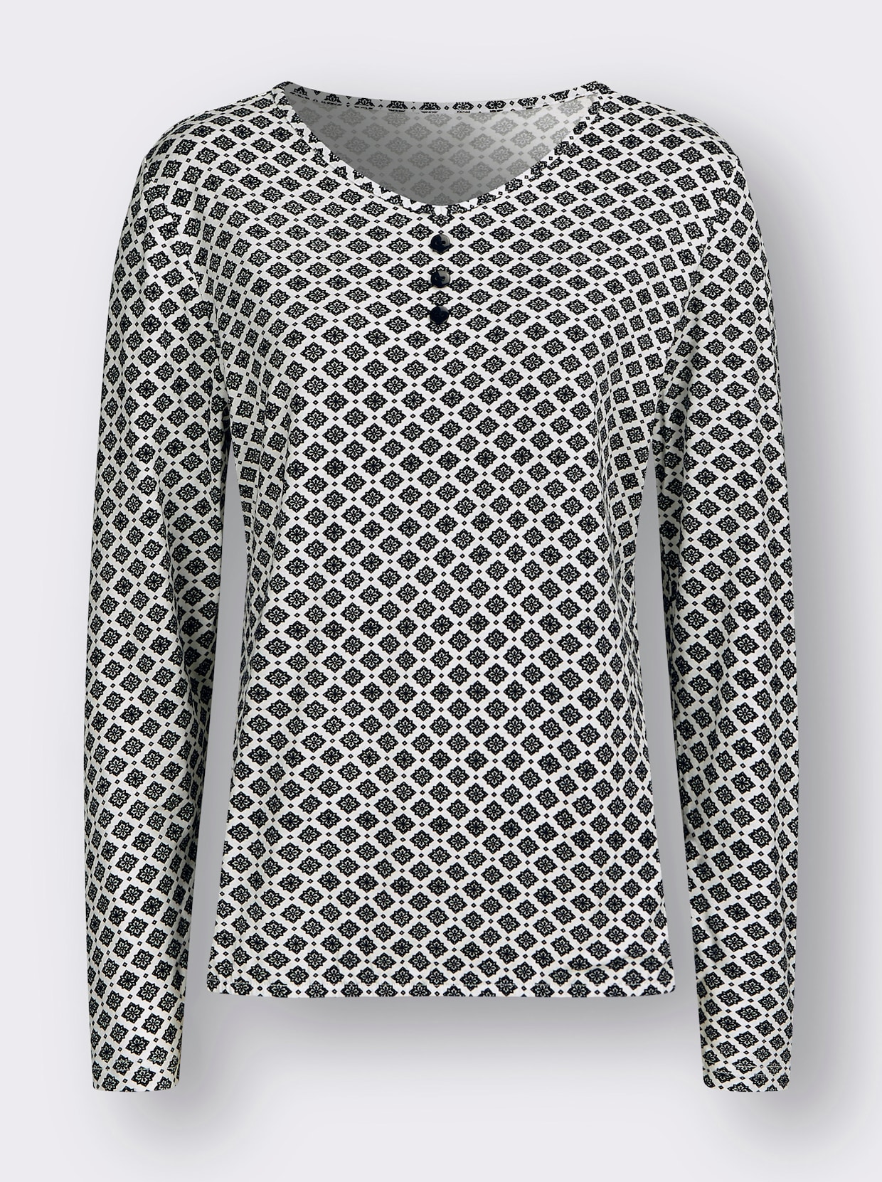 Shirt met lange mouwen - ecru/zwart geprint
