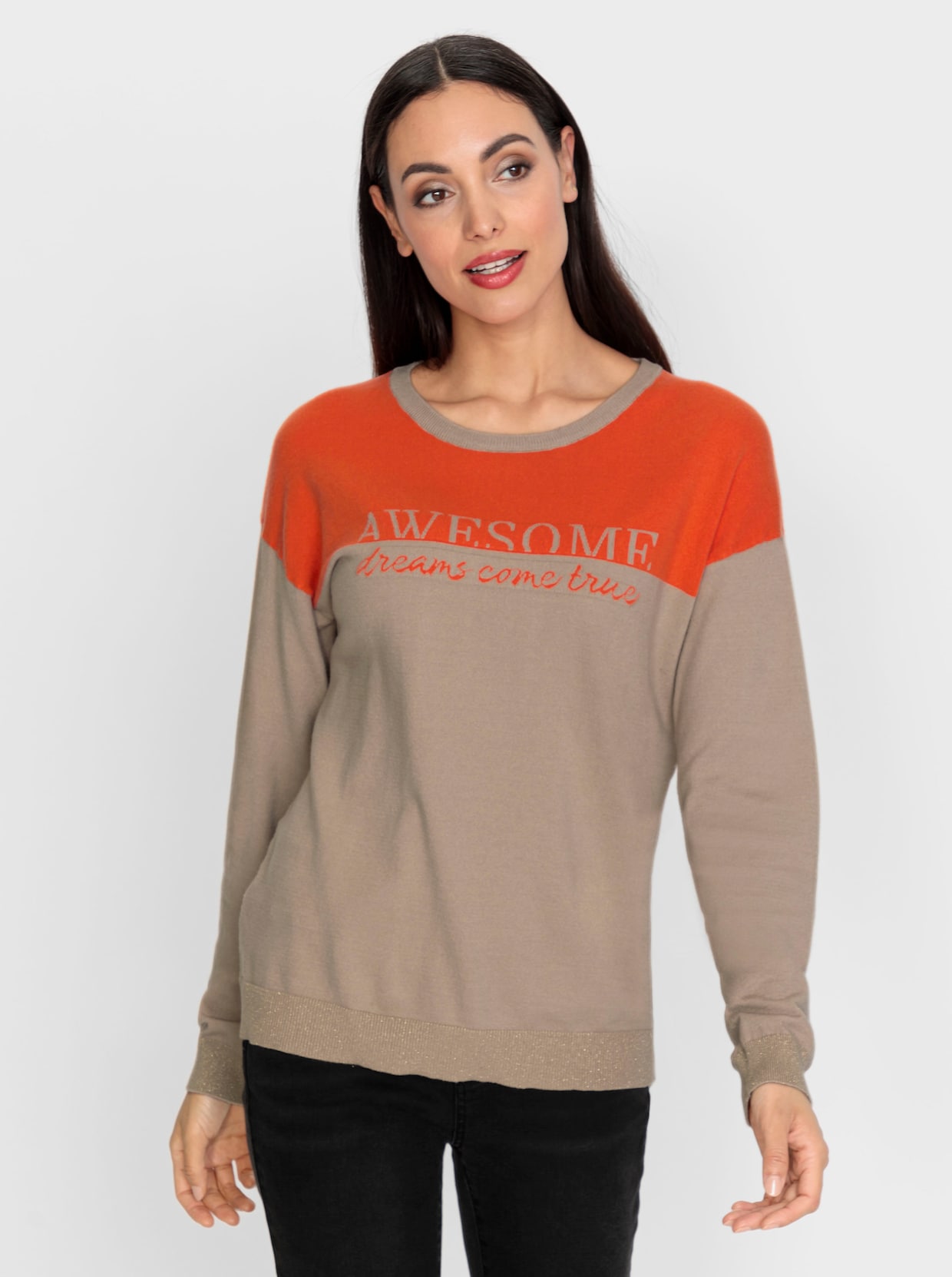 heine Pullover met lange mouwen - beige/oranje