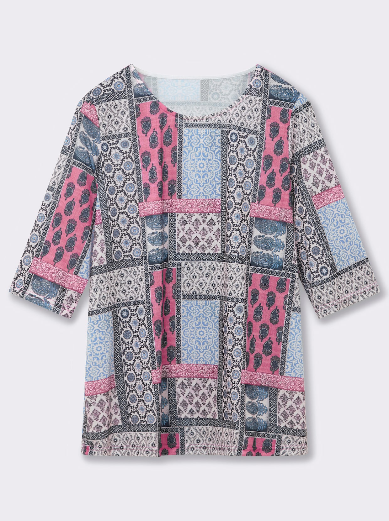 Print-Shirt im Patchwork-Optik - beere-gemustert