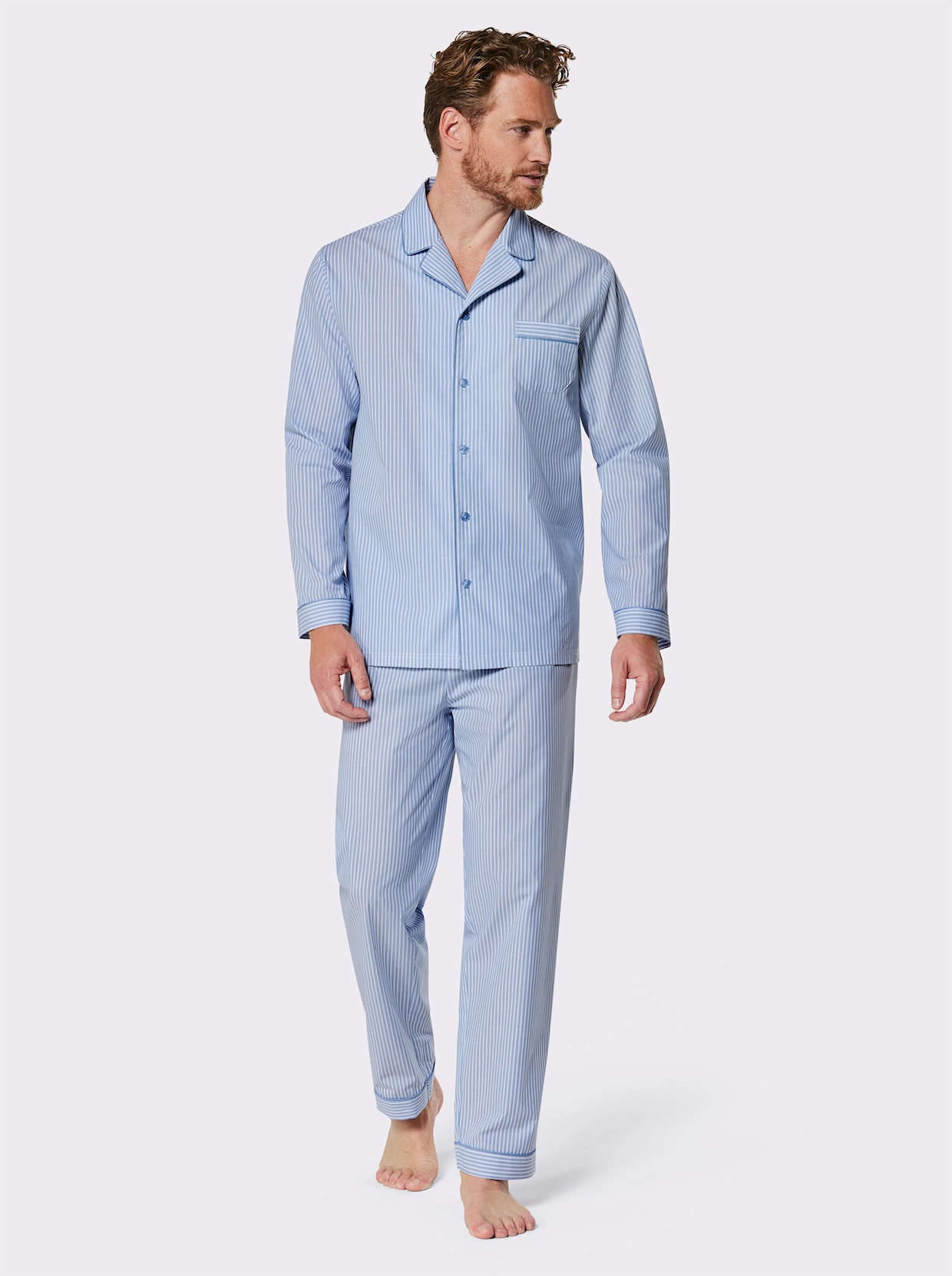 KINGsCLUB Pyjama - bleu-weiss-gestreift