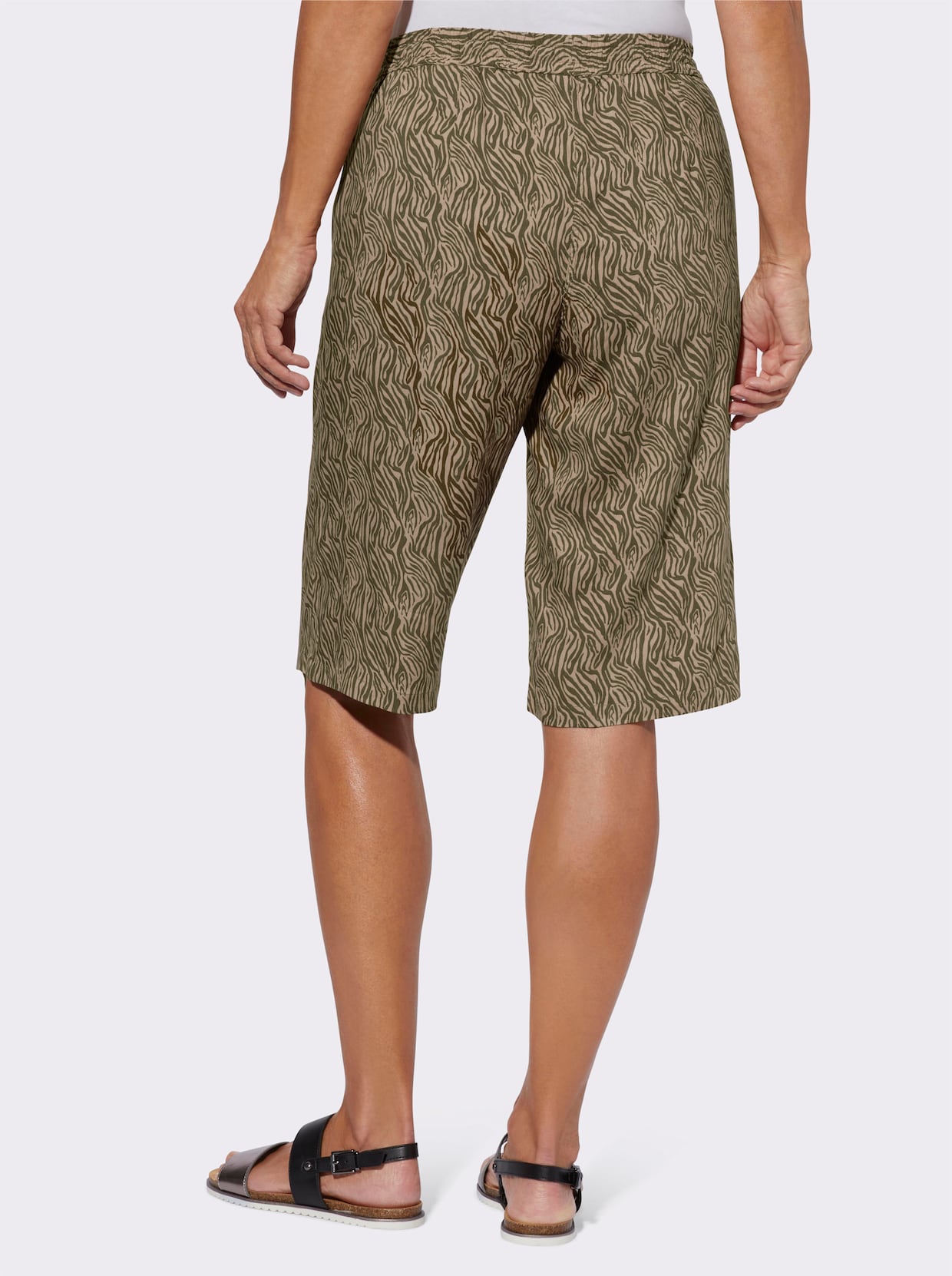 Bermudashorts - beige-oliv-med tryck