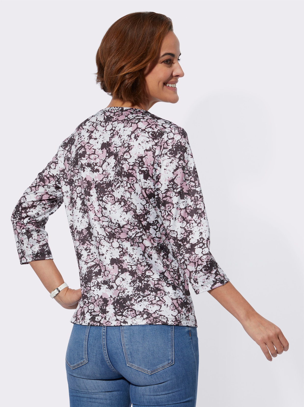 2-in-1-Shirt - mauve-schwarz-bedruckt