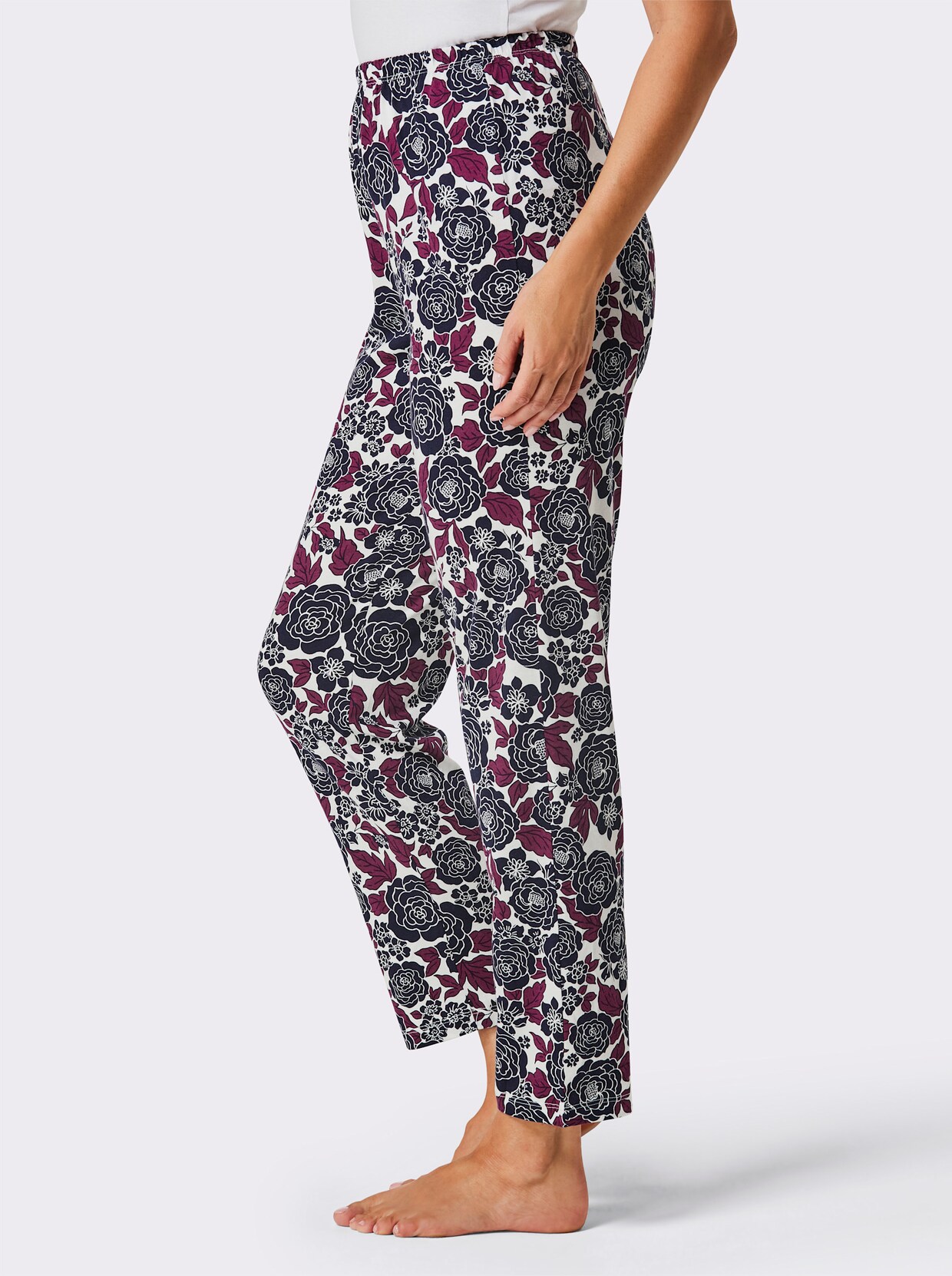 wäschepur Pyjama-Broek - ecru/marine geprint