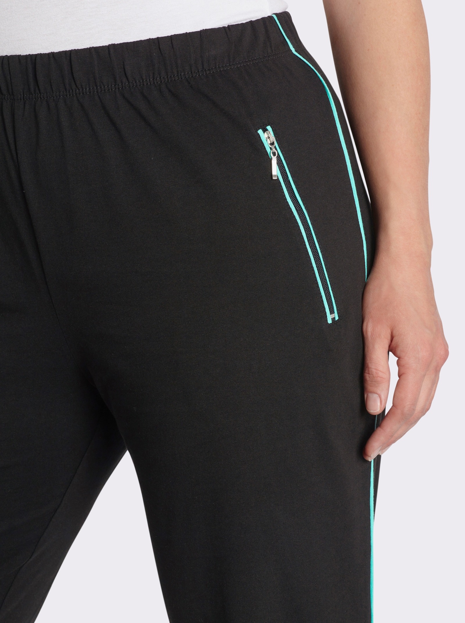 Freizeithose - schwarz-mint