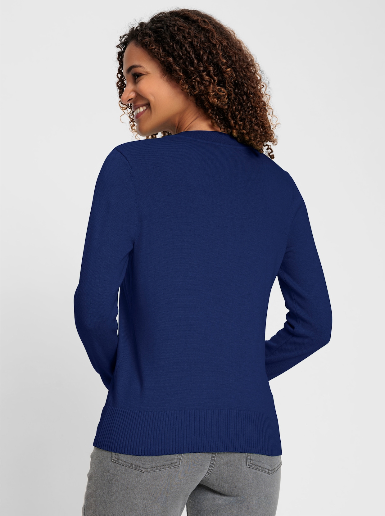 Pullover met V-hals - koningsblauw