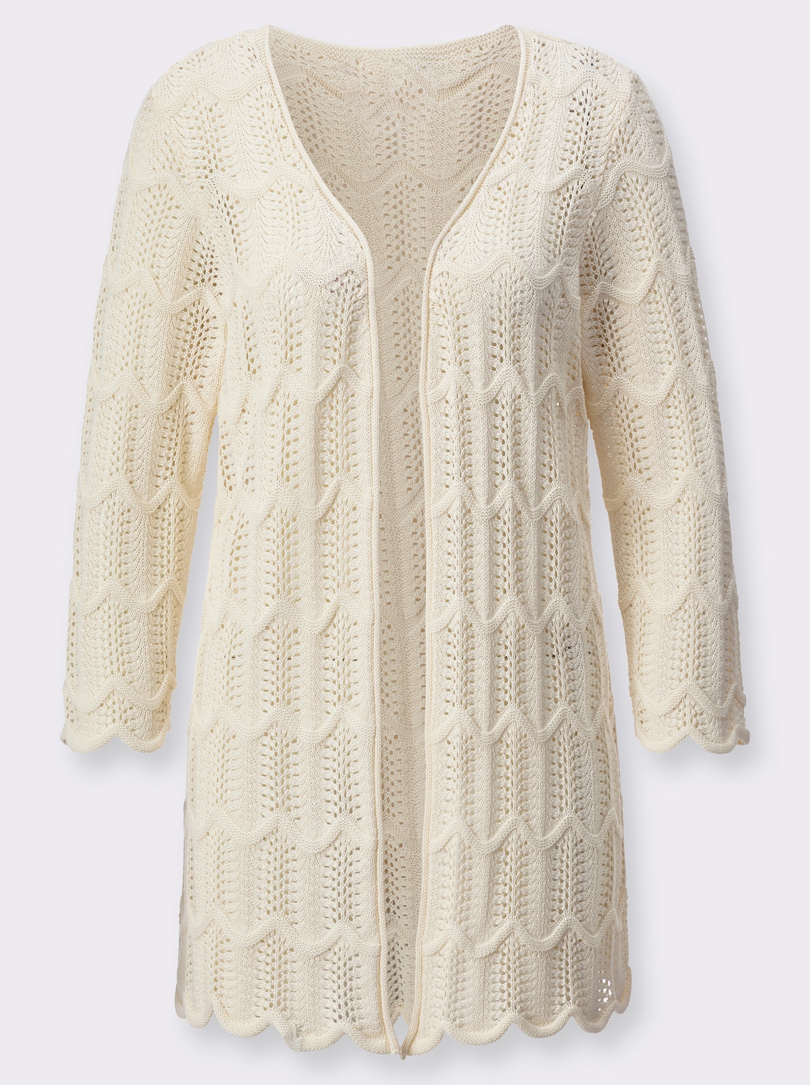 Lang vest in ajourtricotmix - champagne