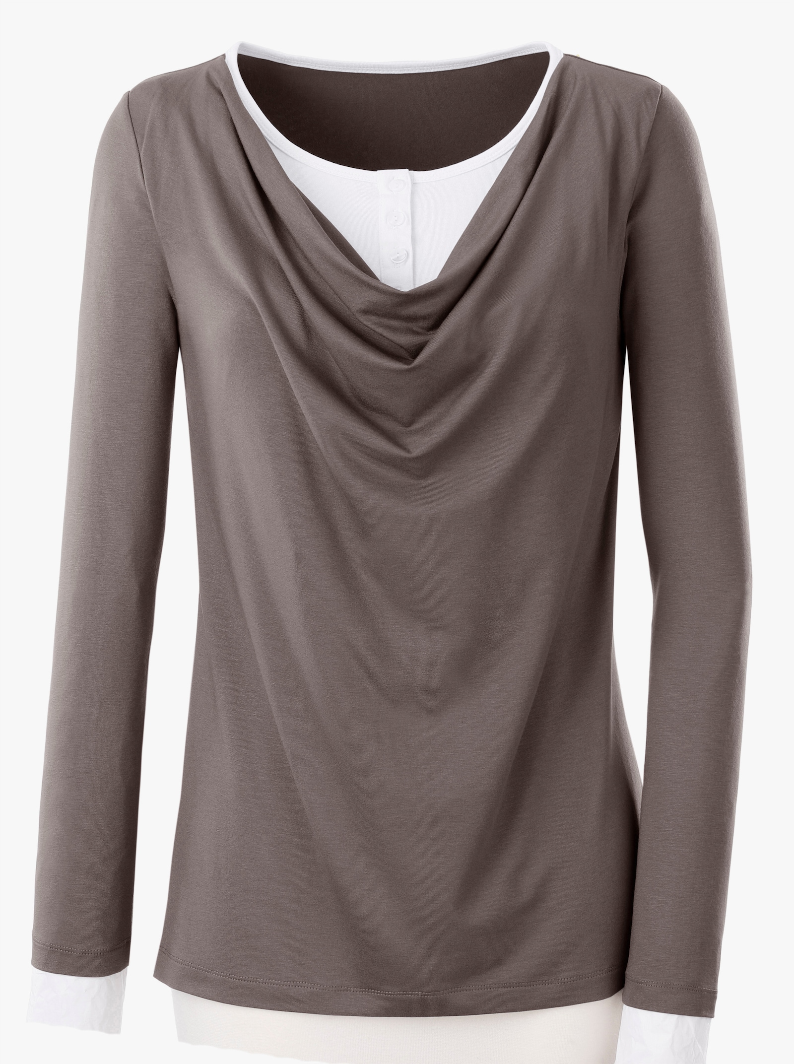 2-in-1-Shirt in elastischer Qualität - taupe