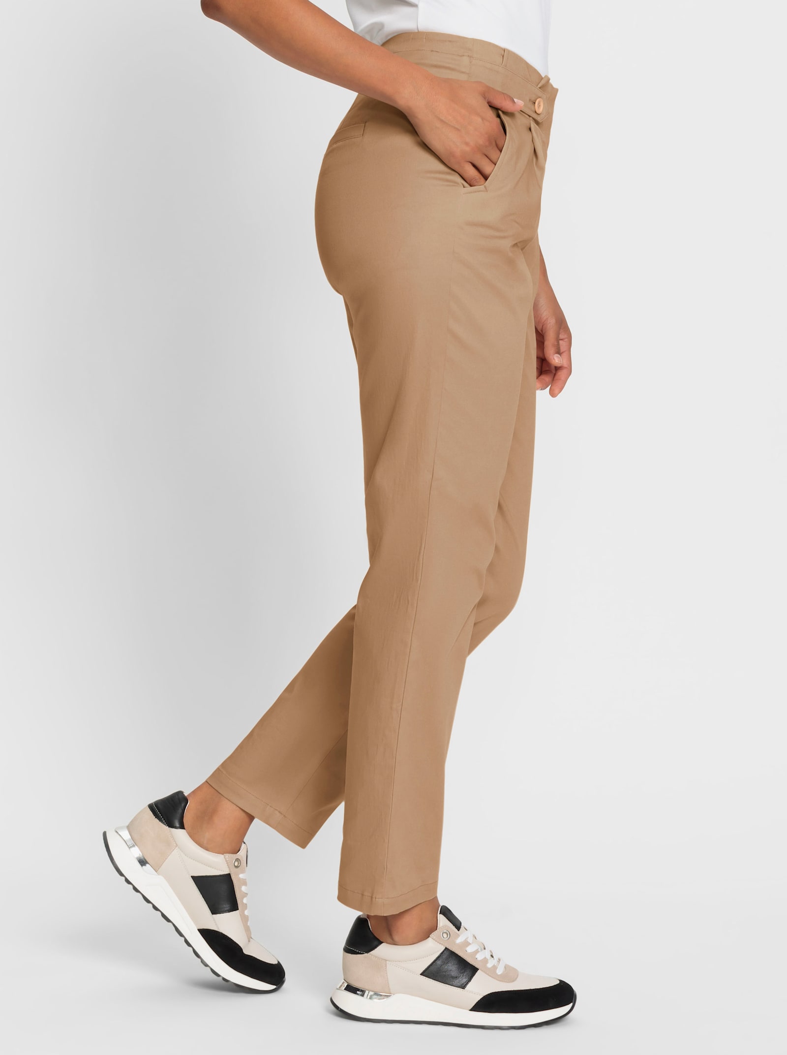 Paperbagbroek met hoge taille - camel