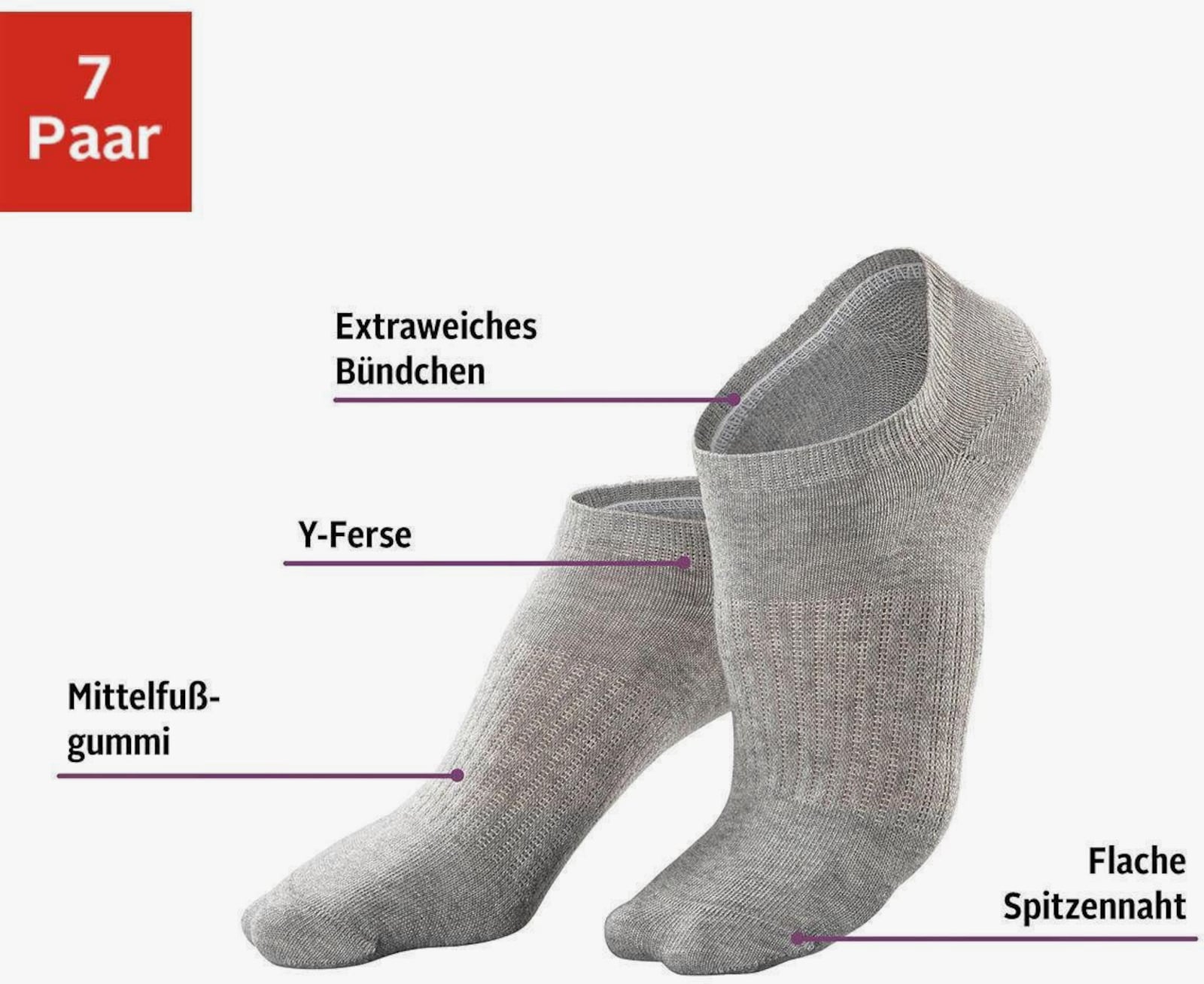LASCANA ACTIVE Sneakersocken - 3x schwarz, 2x weiss, 2x hellgrau-meliert