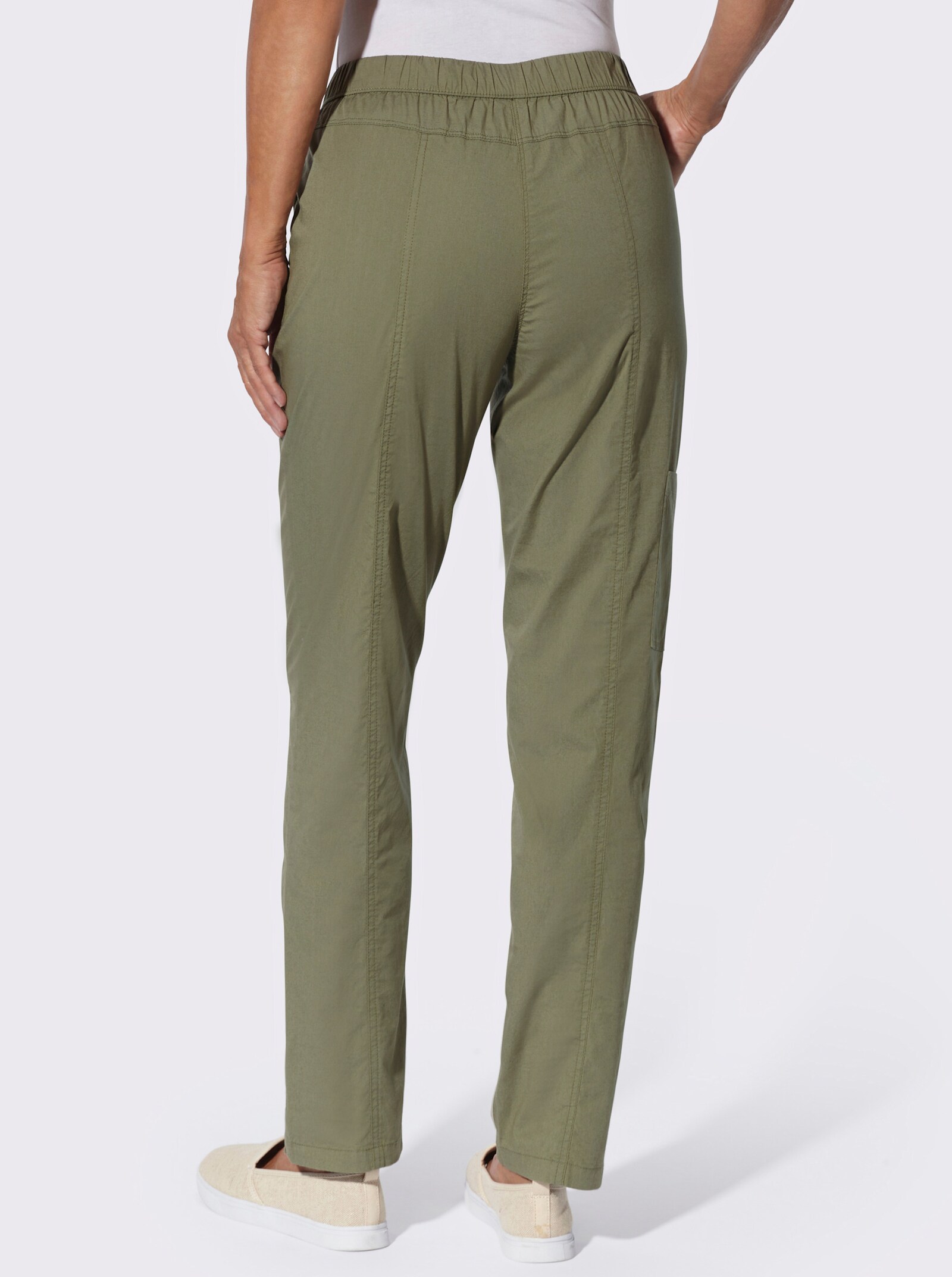 Schlupfhose mit aufgesetzter Tasche am Bein - khaki