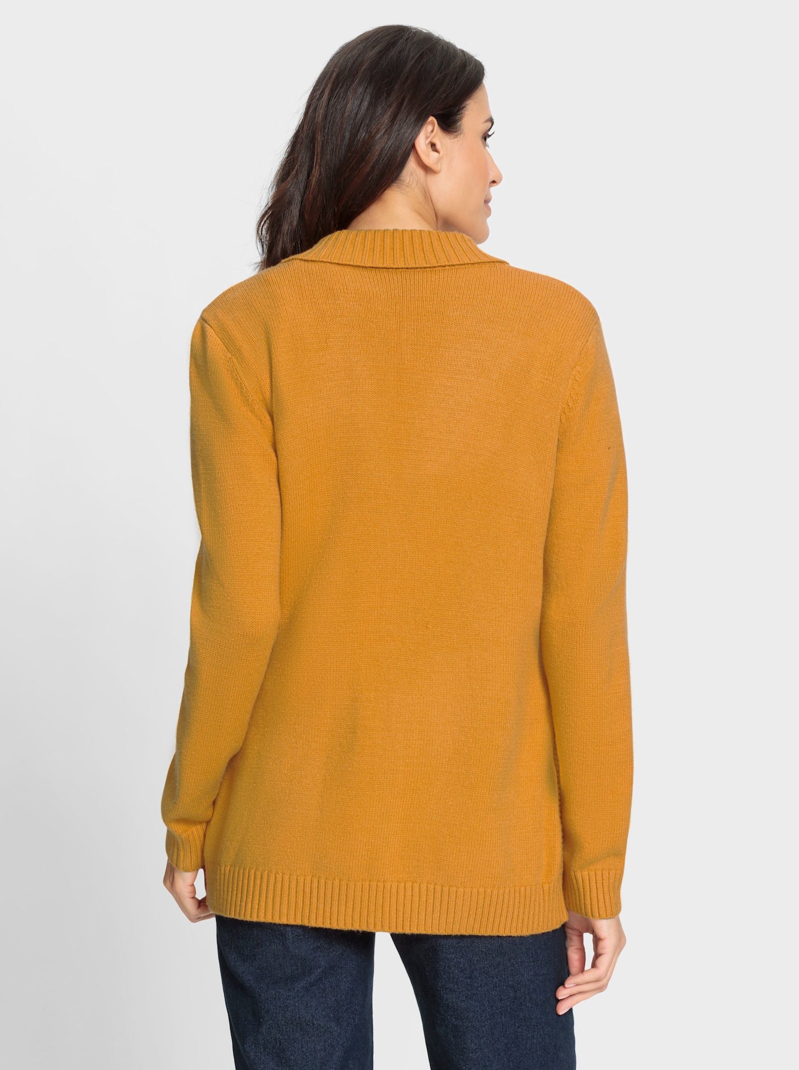 Kofta med ribbat mönster fram - ockra