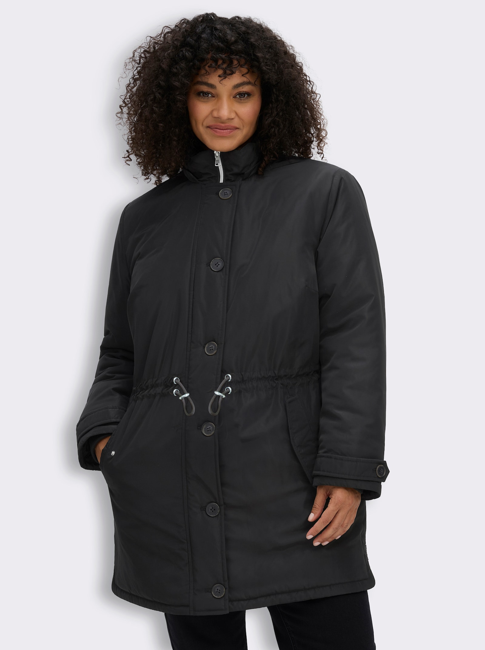 sheego Parka mit gefütterter Kapuze - schwarz