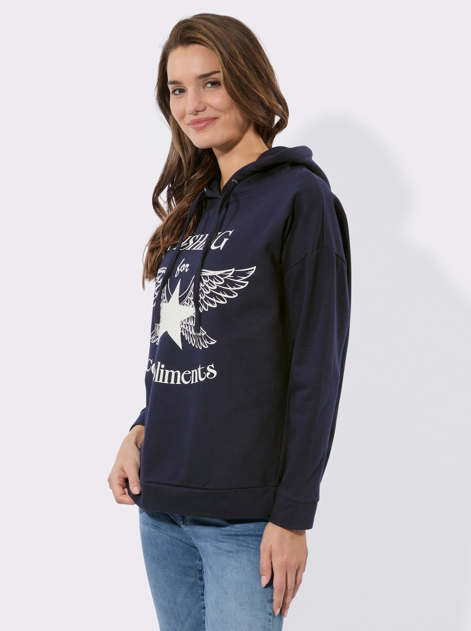 Sweatshirt mit Druck-Motiv - marine
