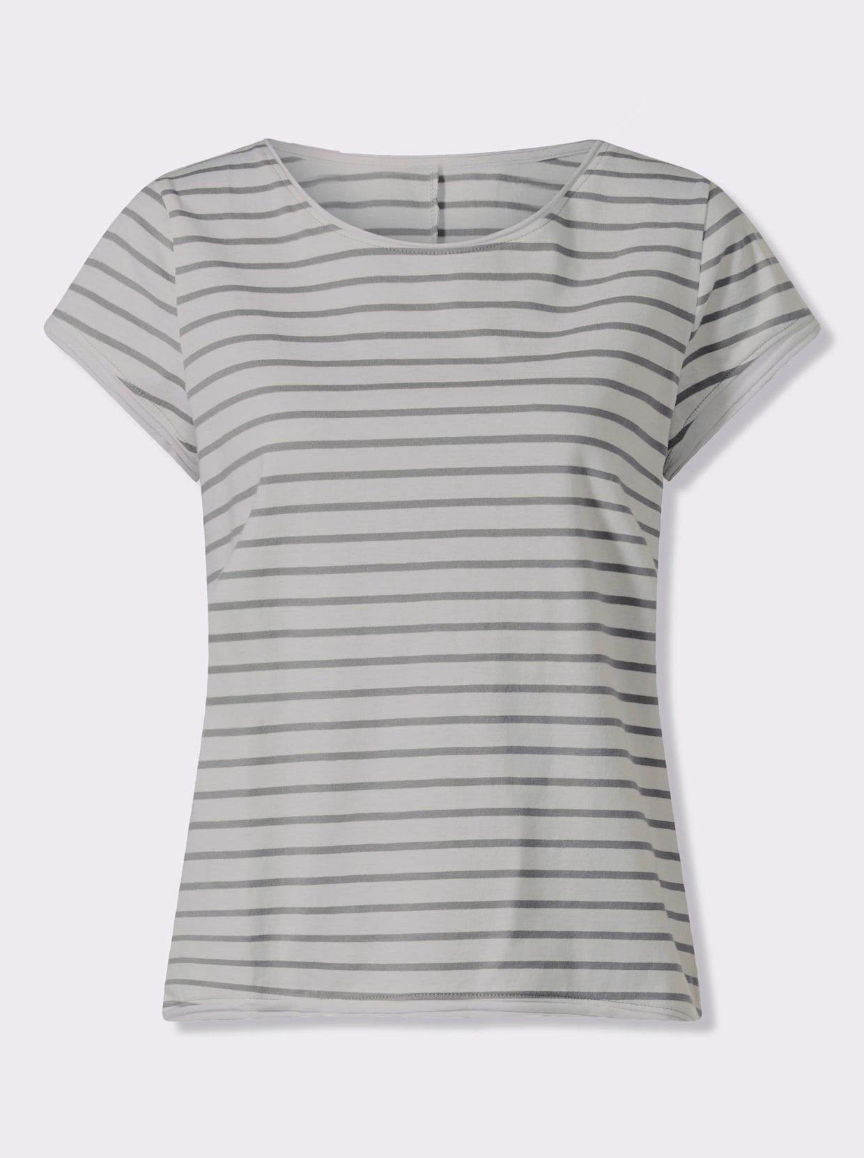 heine T-shirt - blanc-gris pierre à rayures fines
