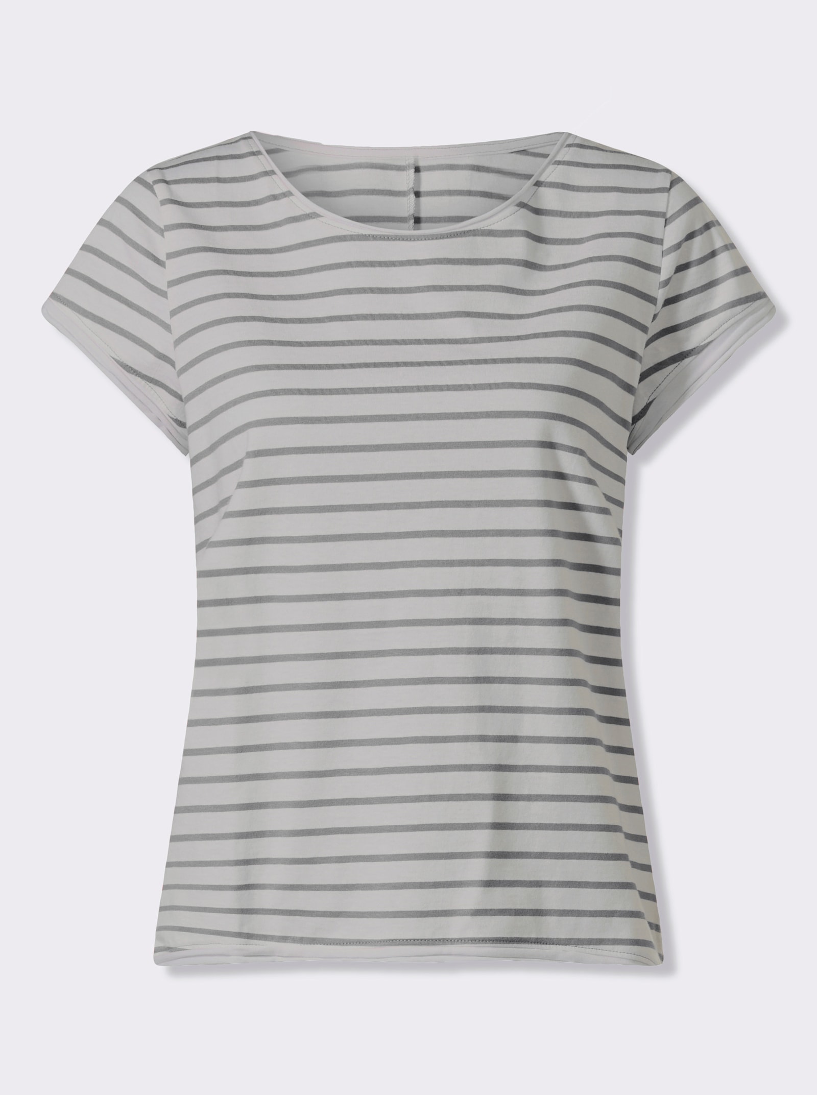 heine T-Shirt - weiß-steingrau-geringelt