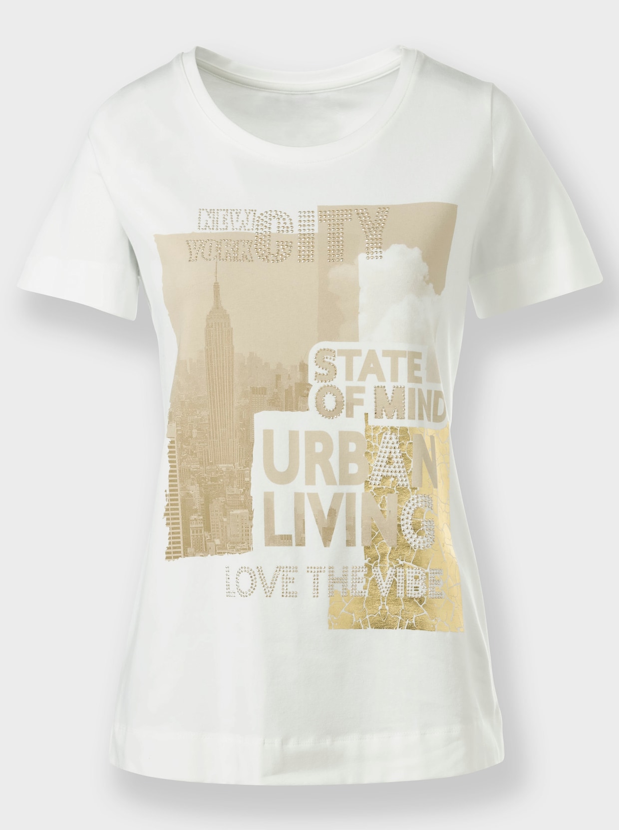 heine Shirt met korte mouwen - ecru/beige bedrukt