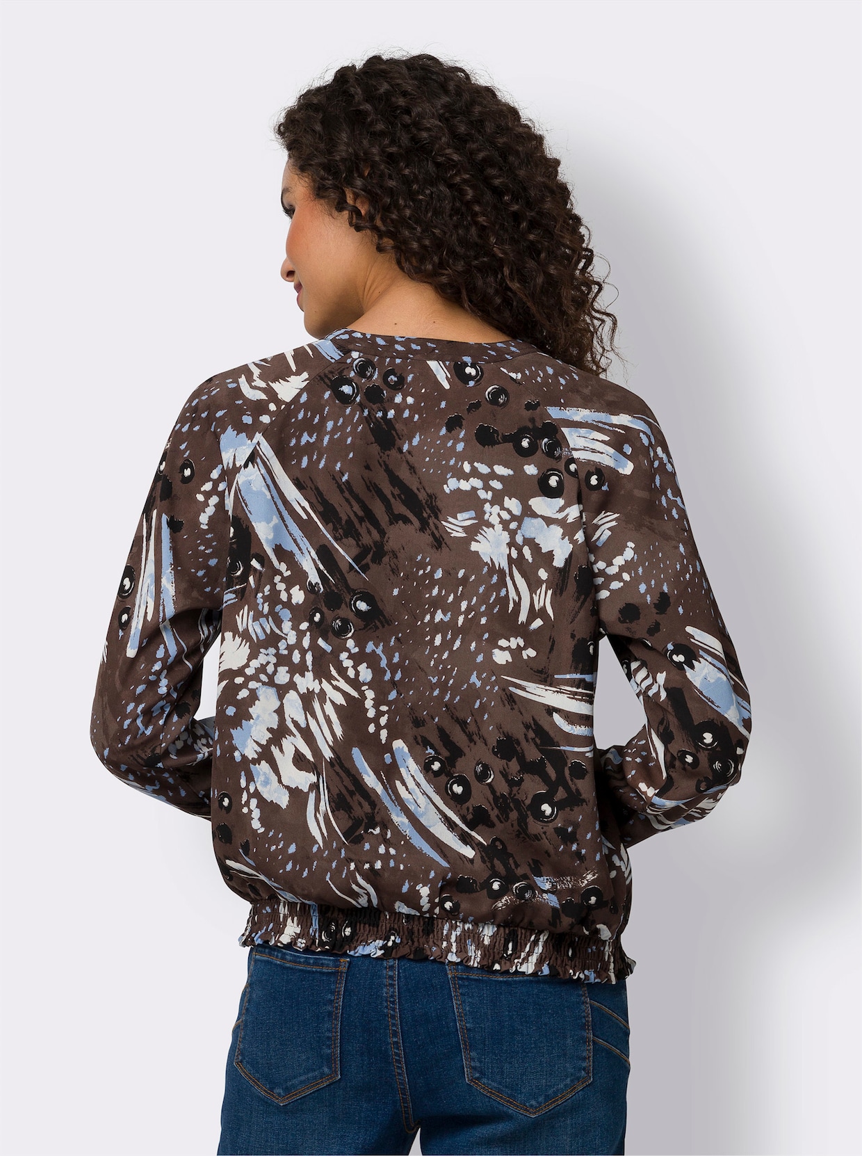 heine Blouse met print - chocolade/hemelsblauw bedrukt
