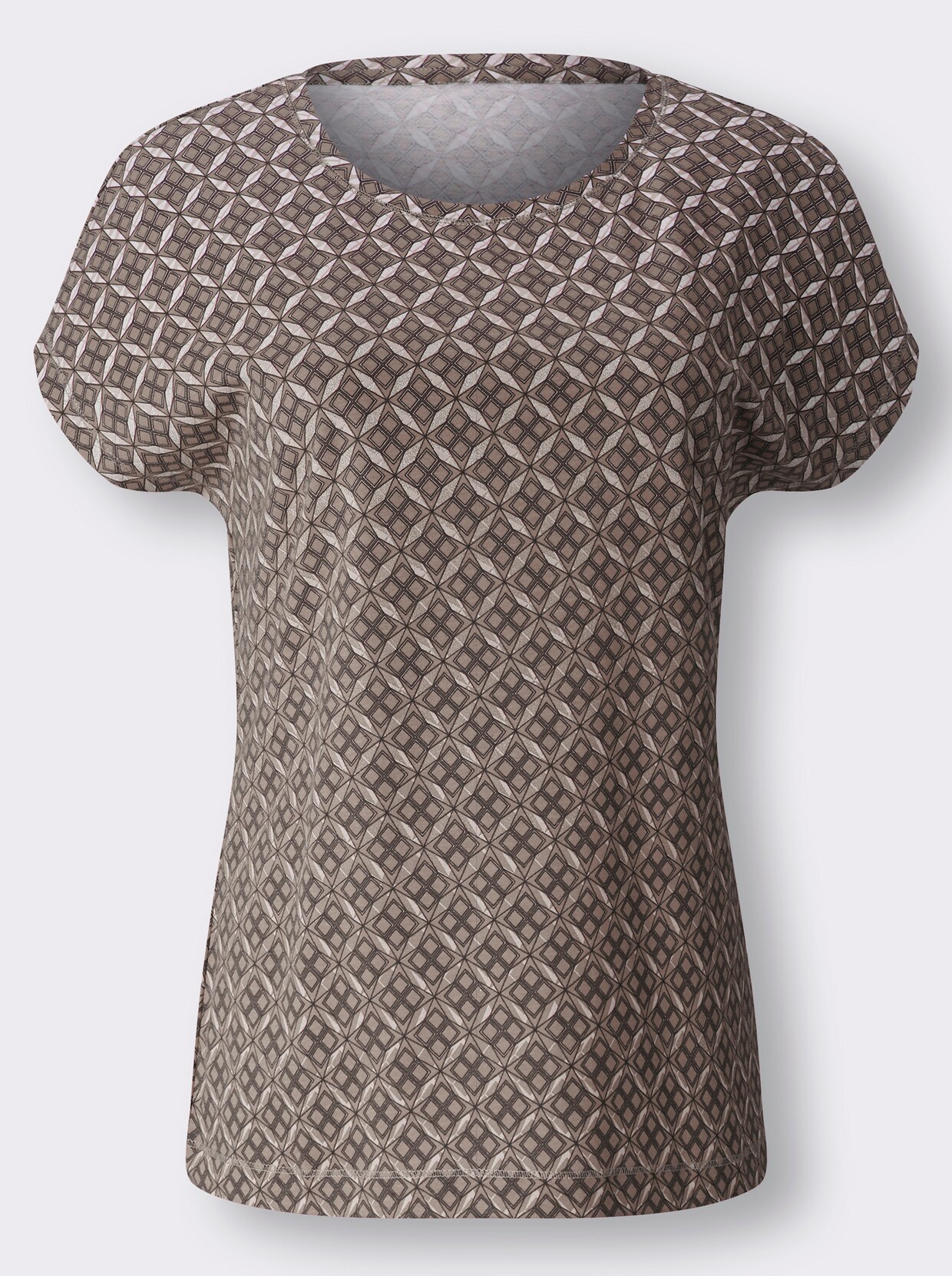 Rundhalsshirt - beige-bedruckt