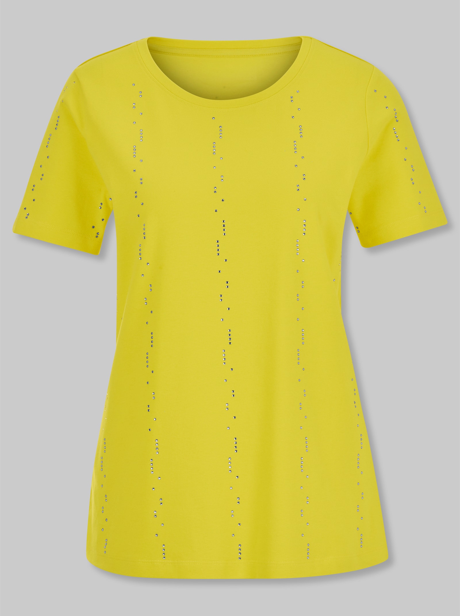 heine Kurzarmshirt mit Glitzersteinchen - limone