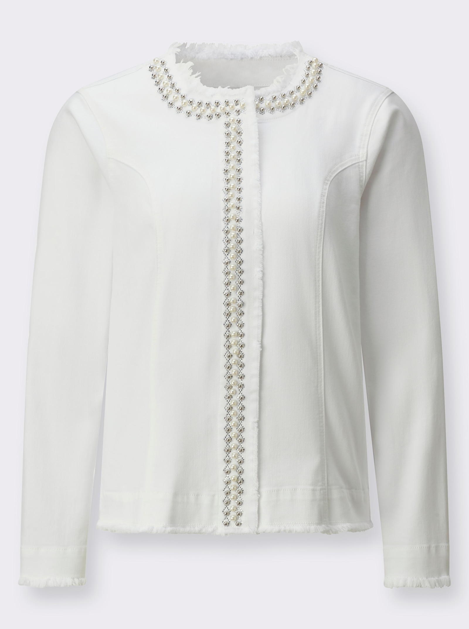 Jeansblazer mit seitlichen Nahttaschen - ecru