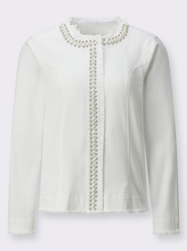 Jeansblazer mit seitlichen Nahttaschen - ecru