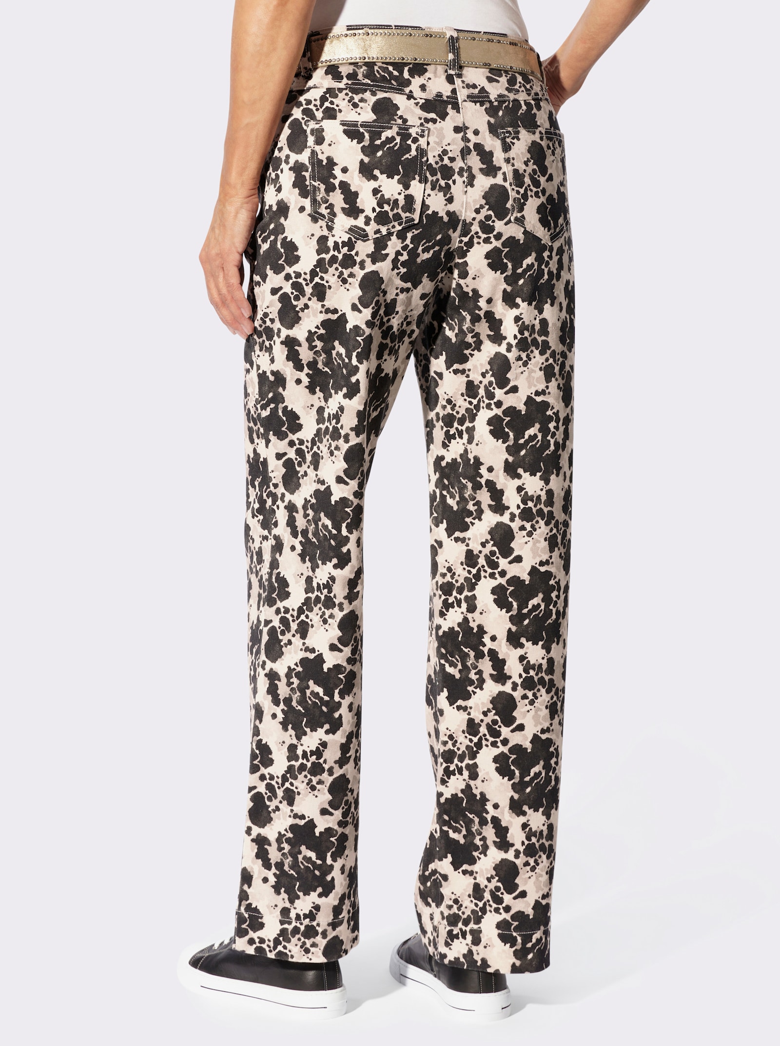 Bootcuthose im Allover-Druck - schwarz-elfenbein-bedruckt