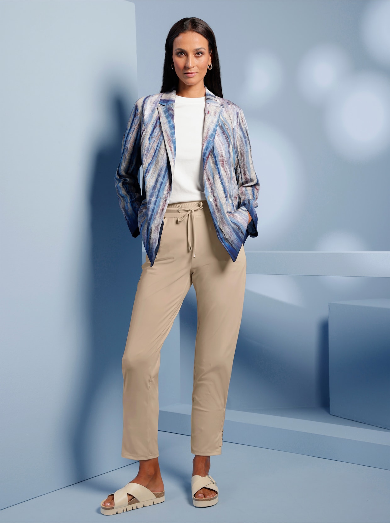 heine Blusenblazer - rauchblau-sesam-bedruckt