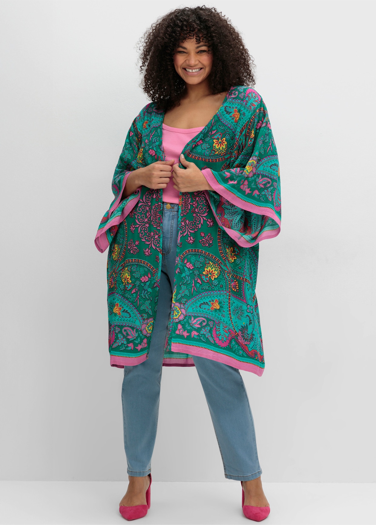 sheego by Joe Browns Longbluse - petrol-gemustert