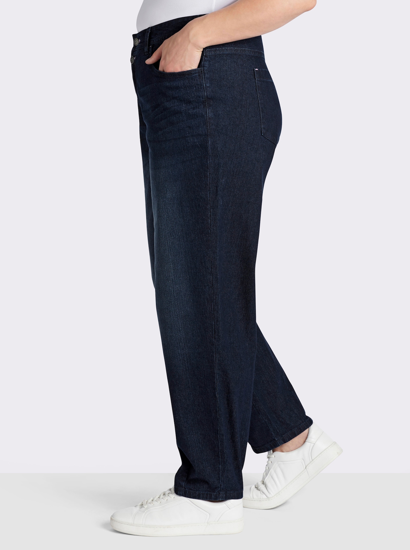 sheego 5-pocketjeans met barrel-leg - dark-blue
