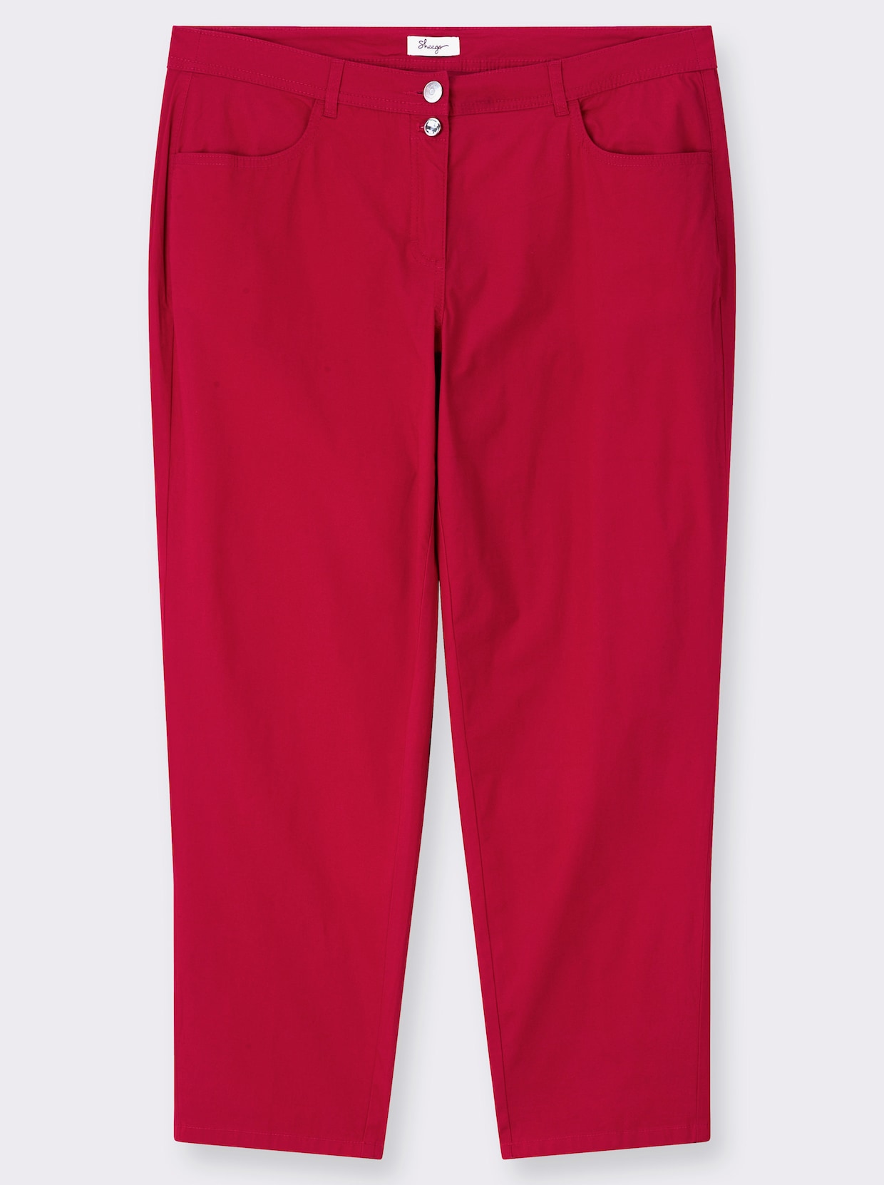 sheego Chinohose mit Strassknopf am Bund - erdbeere