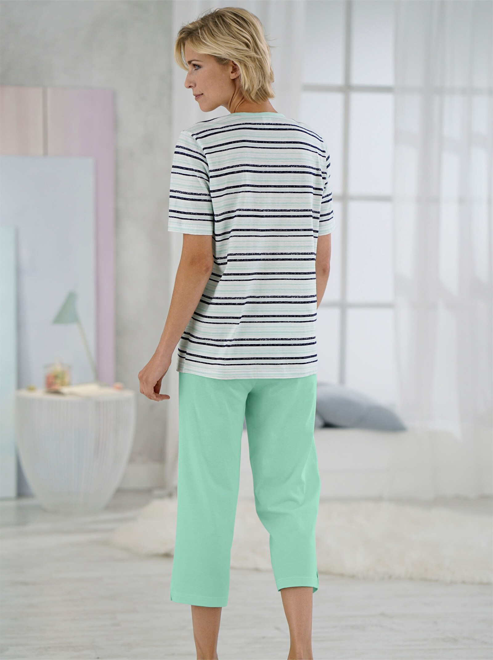 wäschepur Schlafanzüge aus reiner Baumwolle - mint + apricot