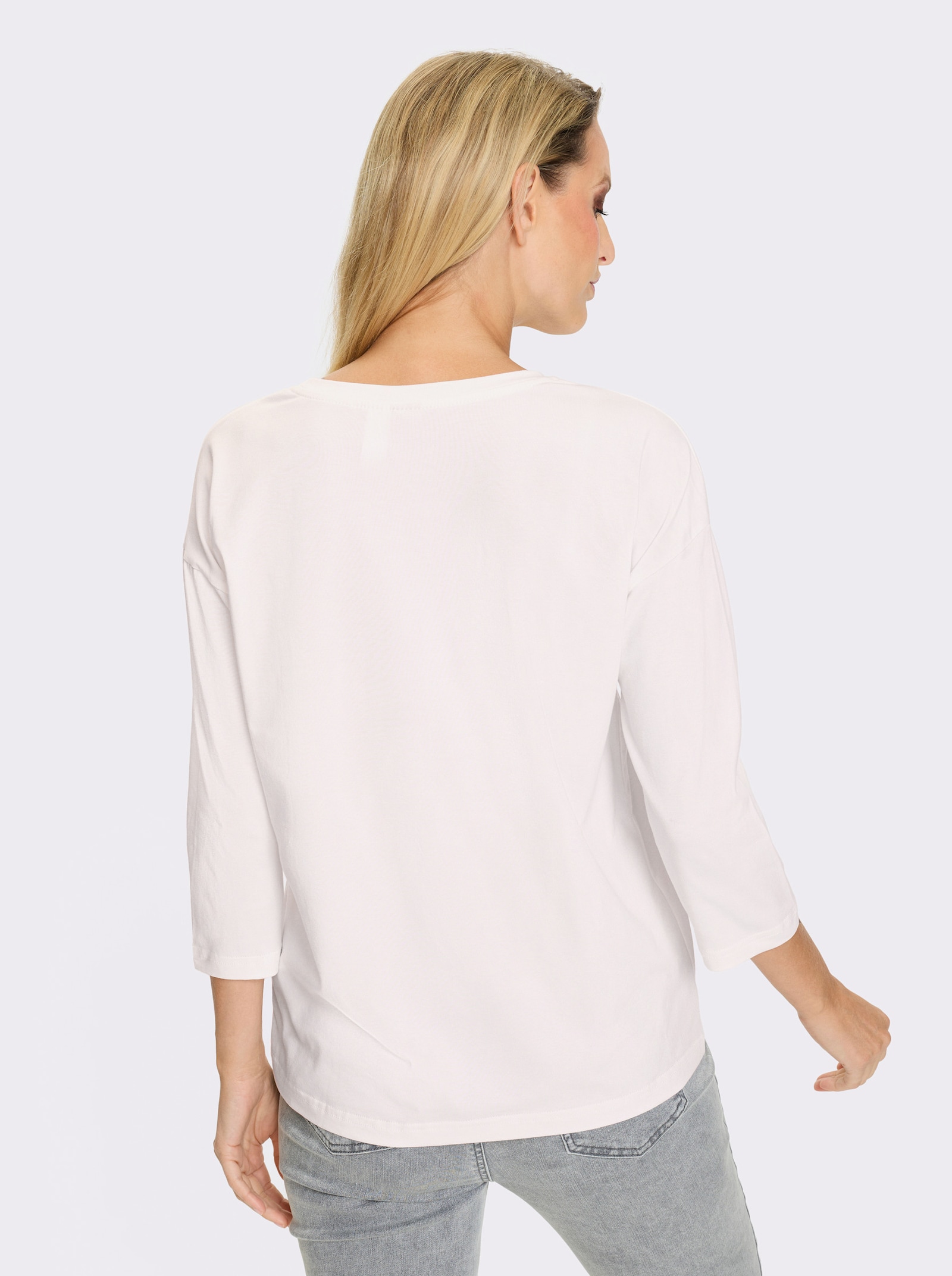 heine T-shirt à manches 3/4 avec inscription - écru