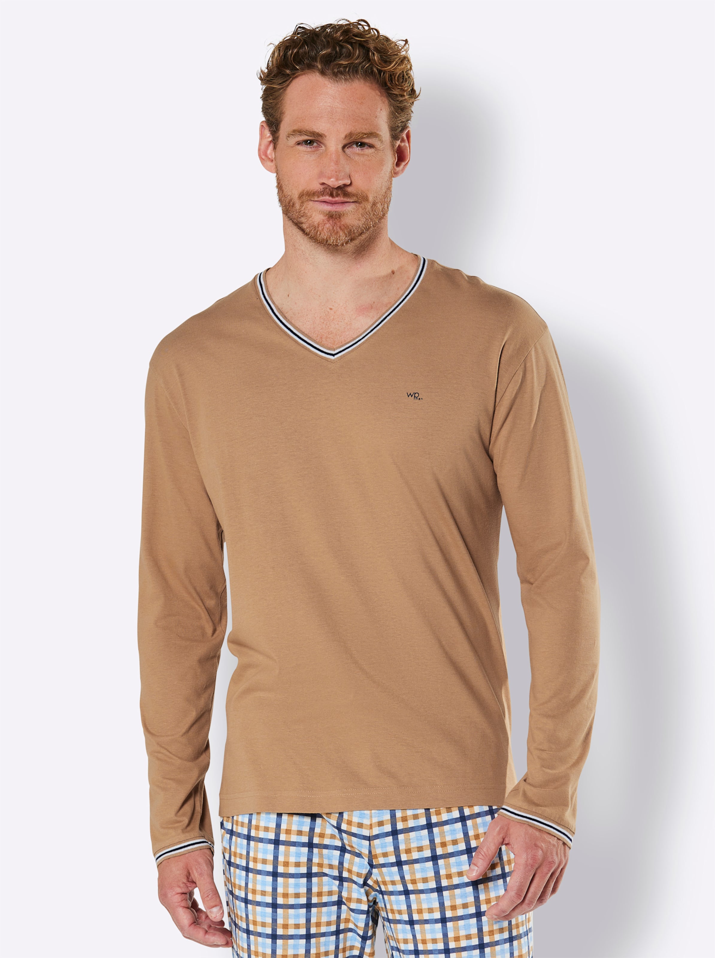 Witt Herren Schlafanzug-Shirt, camel