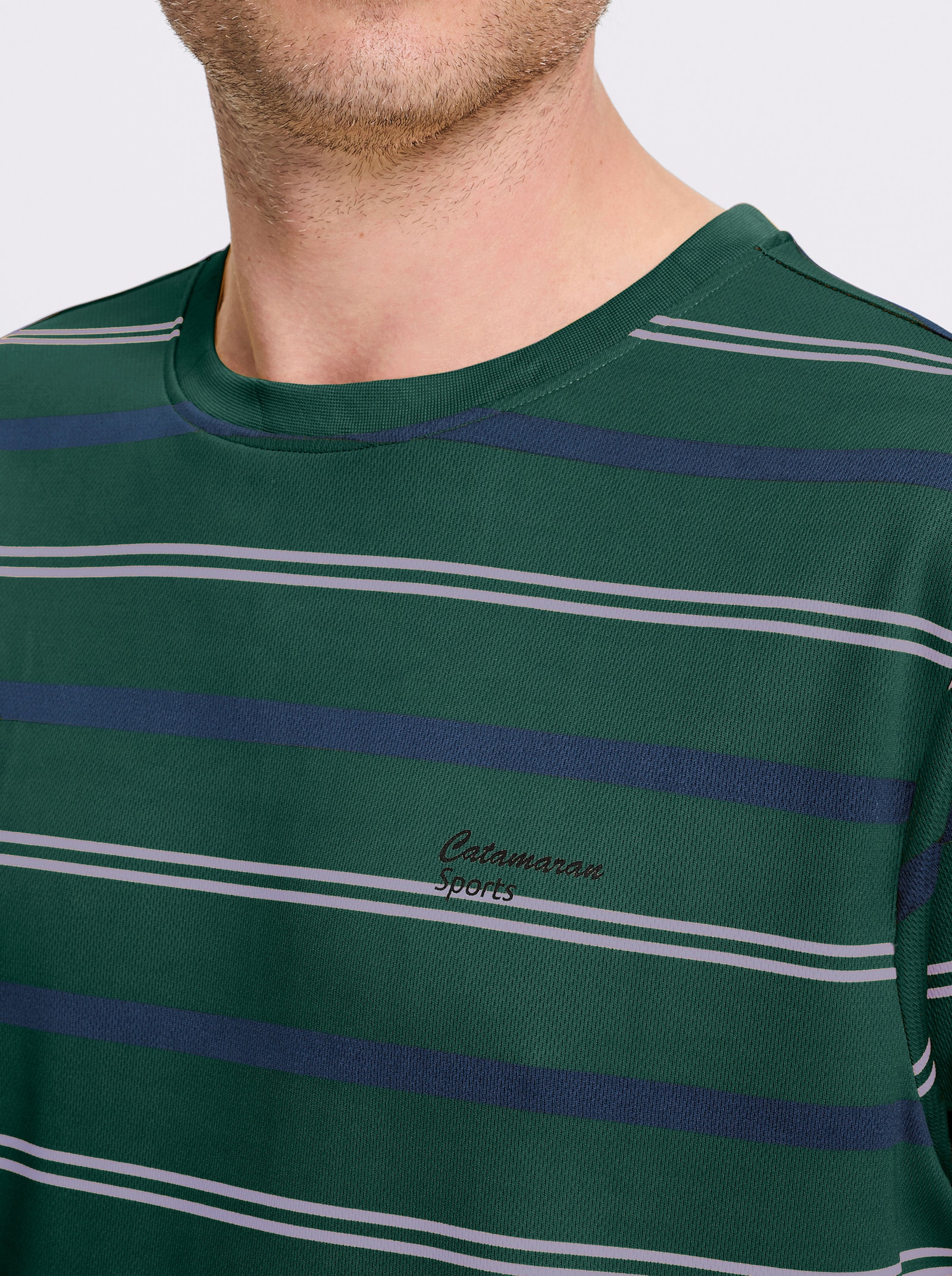 Catamaran Sports Funktionsshirt - moos-gestreift