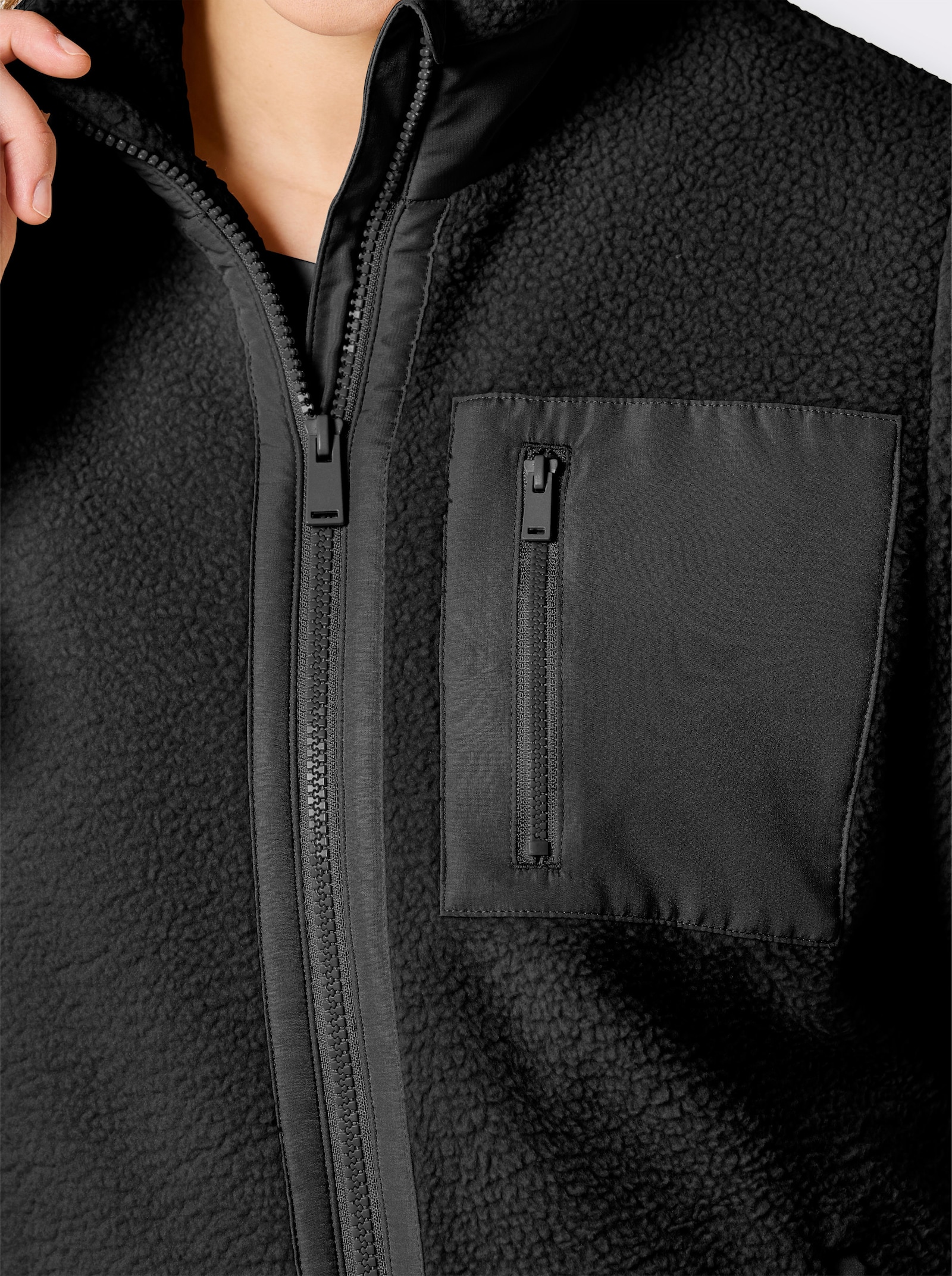 Catamaran Sports Teddy-Jacke mit 3 Reißverschluss-Taschen - schwarz