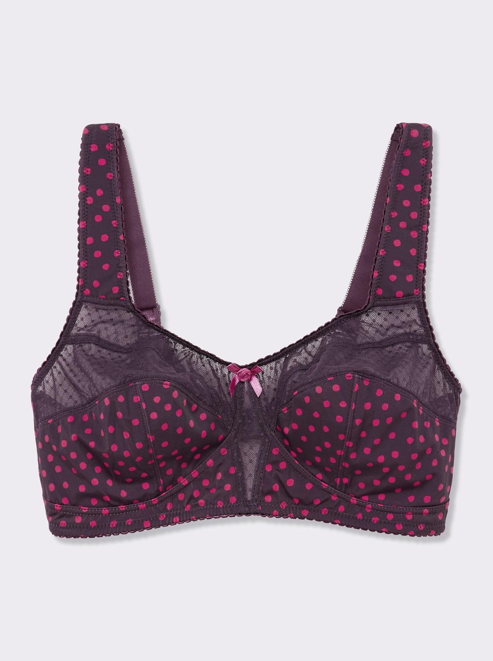 wäschepur Entlastungs-BH ohne Bügel mit Tüll-Einsatz - traube-bedruckt