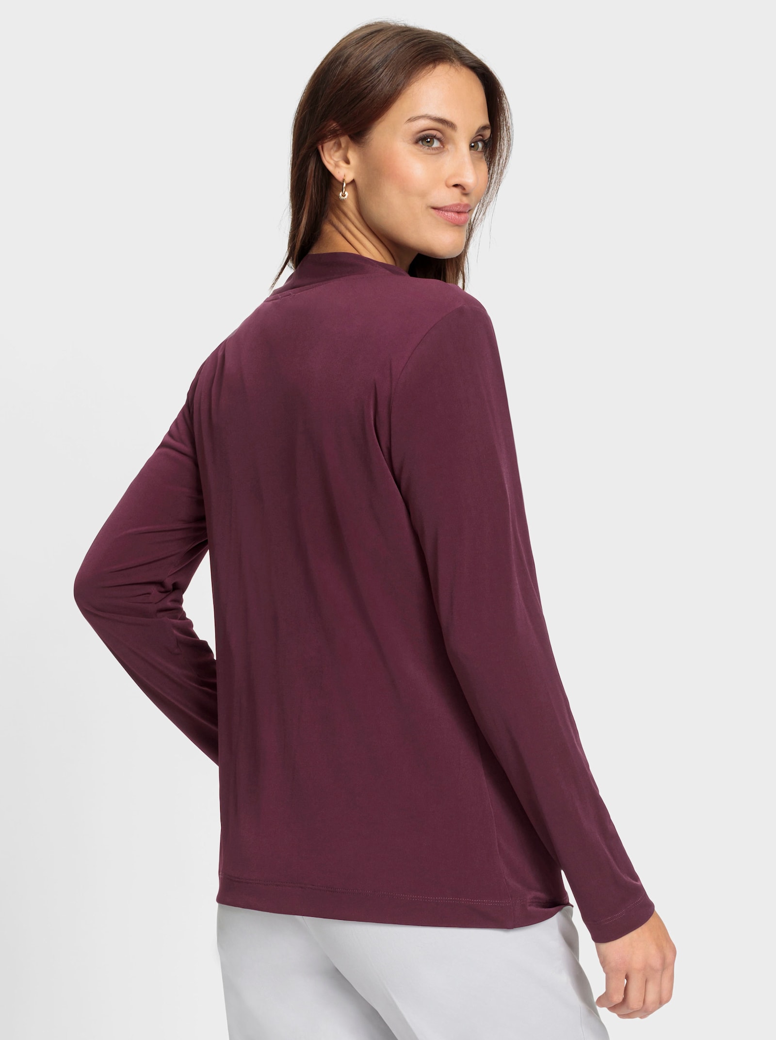 Shirtjacke in offener Form - burgund