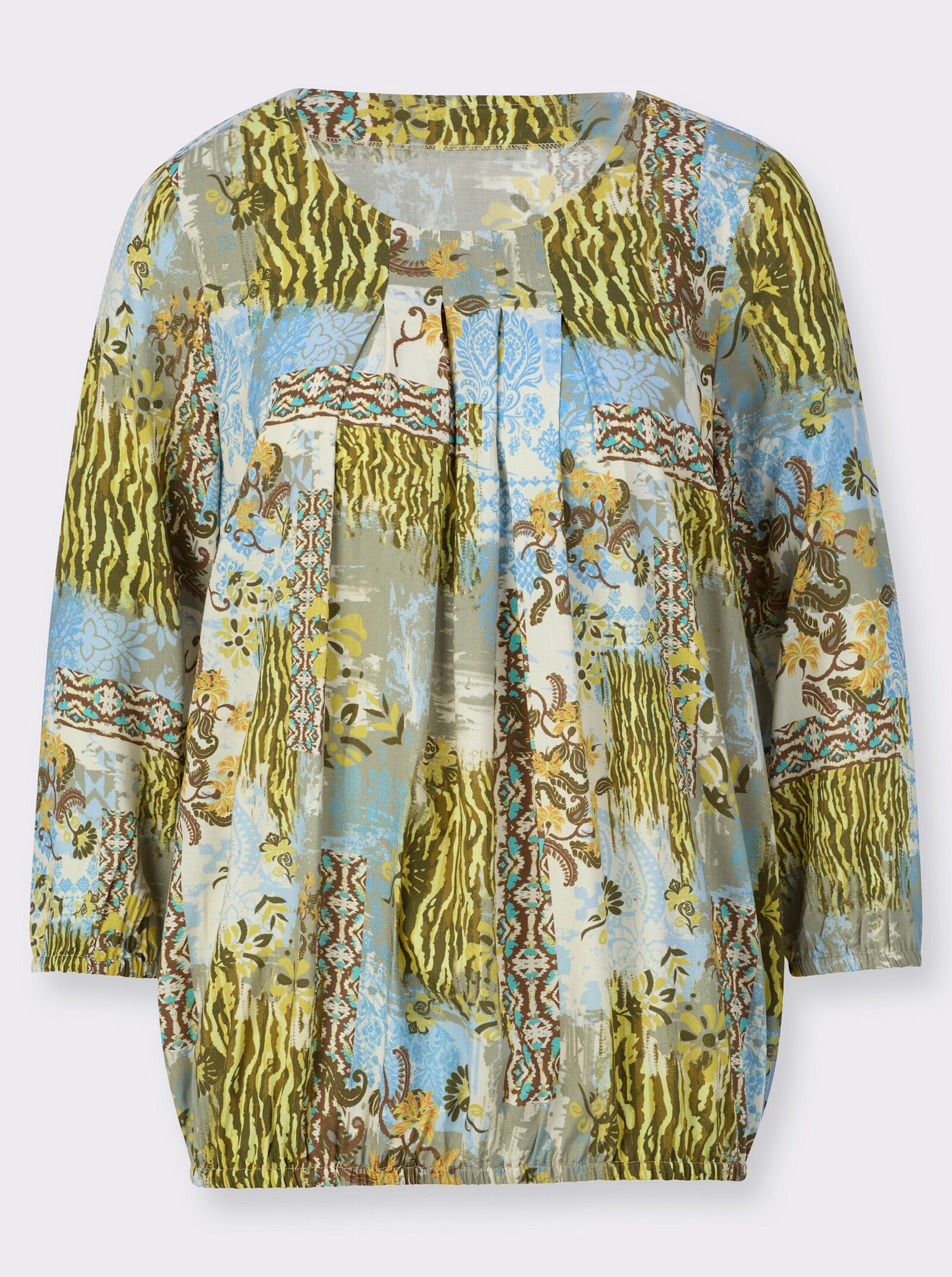 Druckbluse im Muster-Mix - schilf-bedruckt