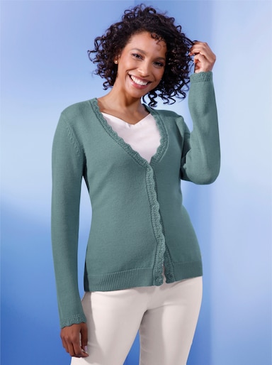 CREATION L PREMIUM Merino-Strickjacke - jade