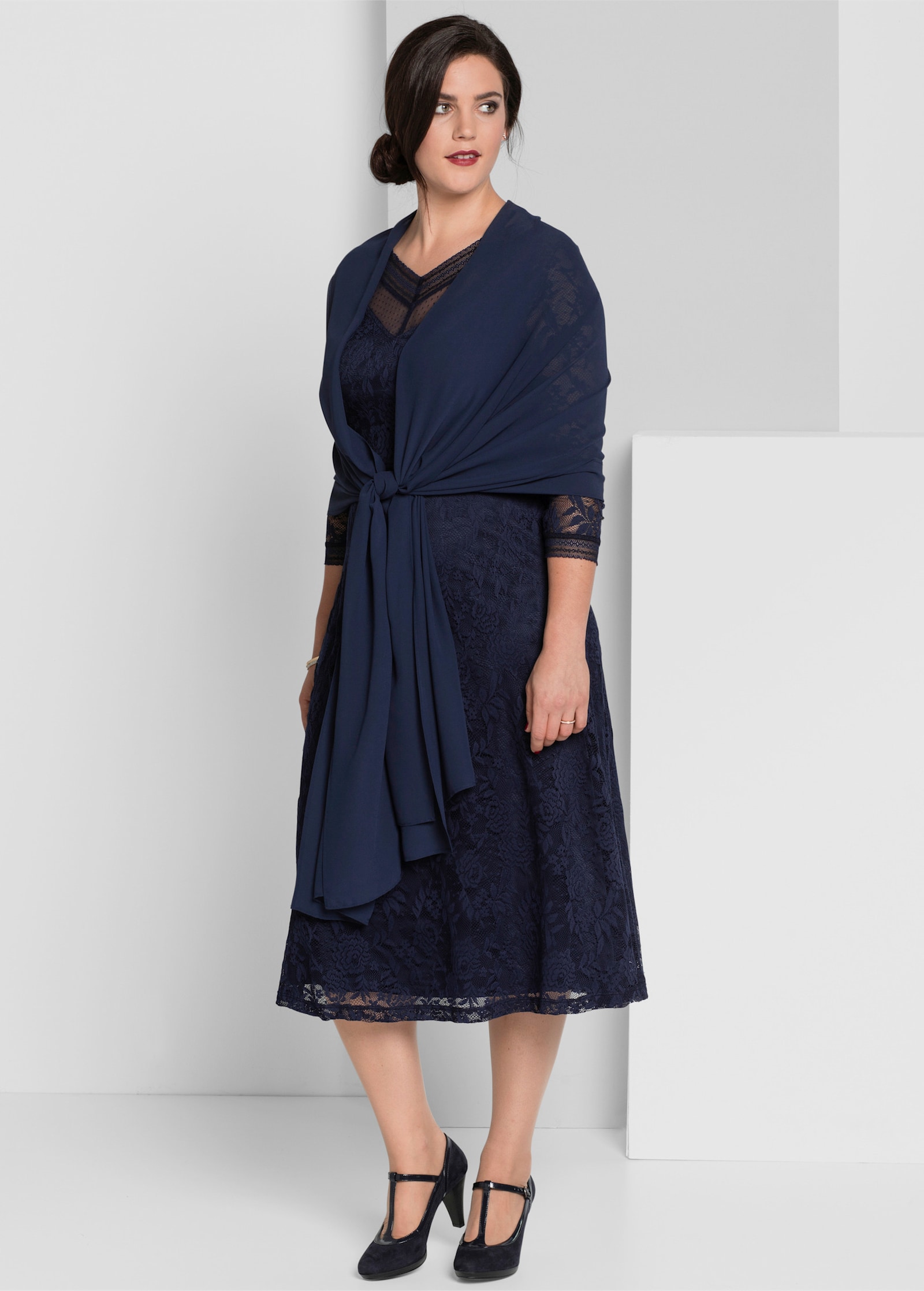 sheego Stola aus Chiffon - marine