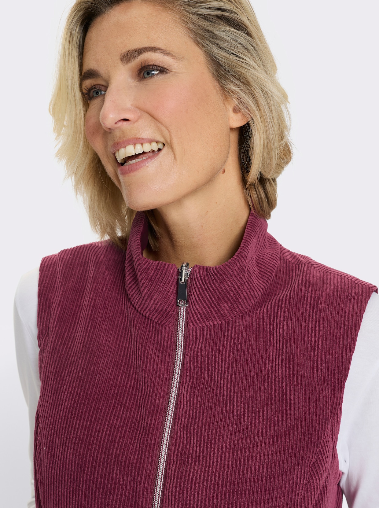 Keerbaar gilet met opstaande kraag - bordeaux