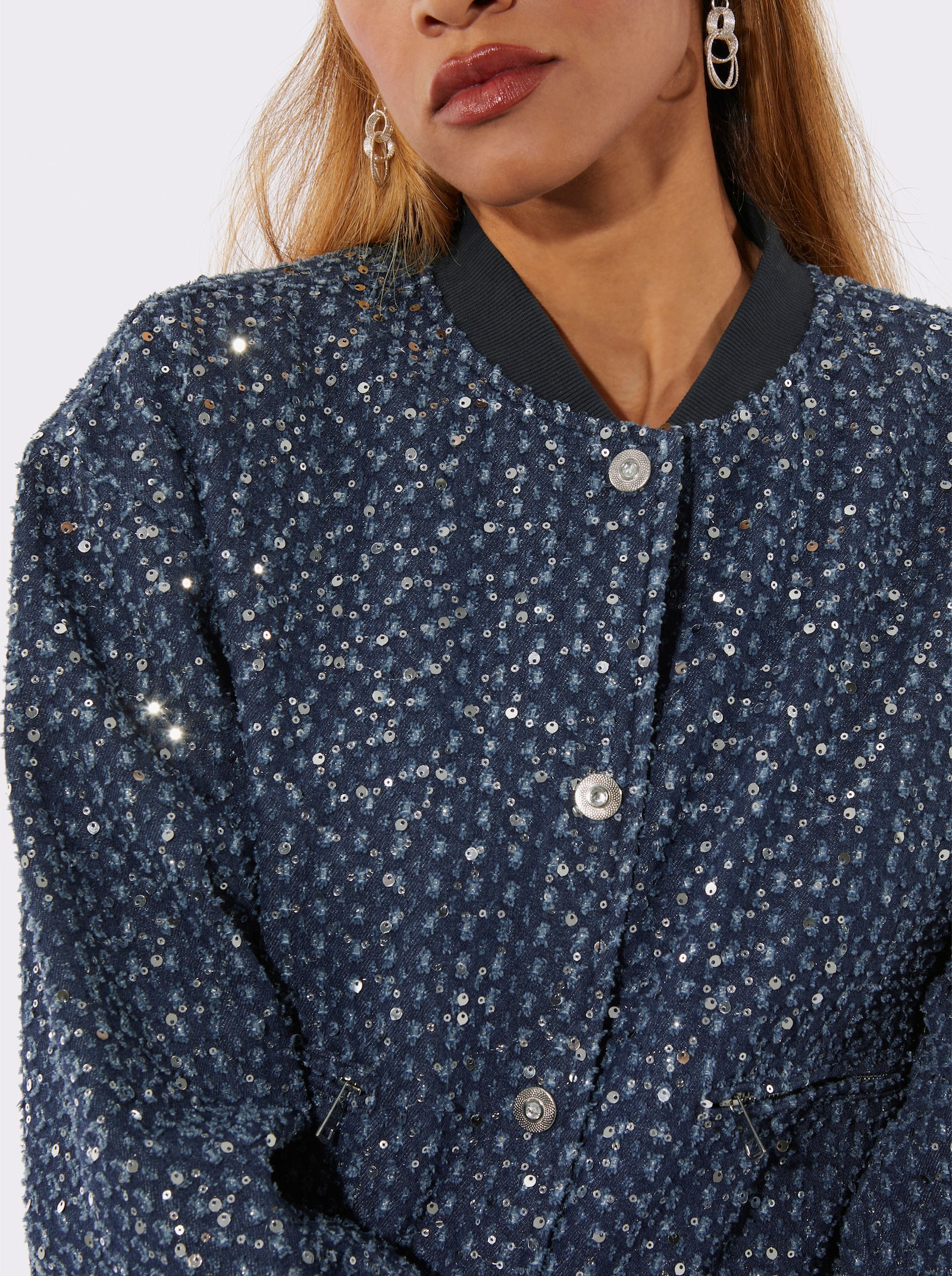 Blouson met glinsterende pailletten - dark-blue
