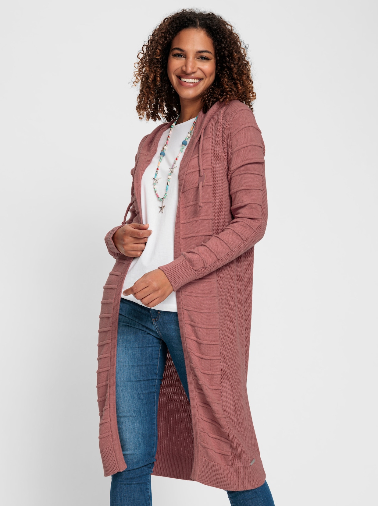Longstrickjacke - rosenholz