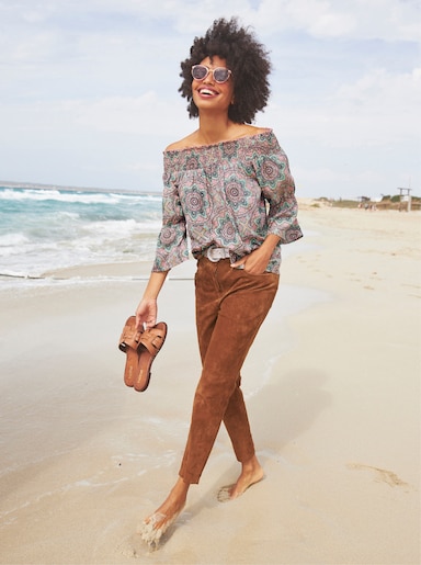 heine Blouse - rozenhout/blauwgroen bedrukt