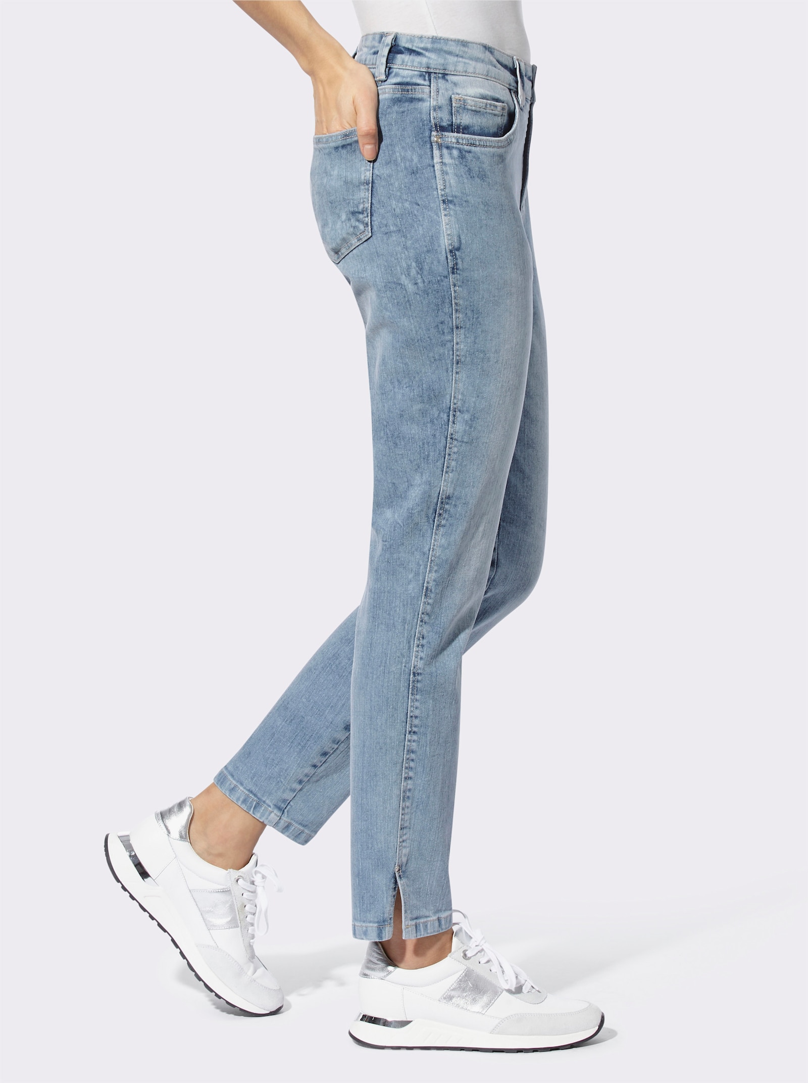 heine Jeans mit kleinen Seitenschlitzen - bleached