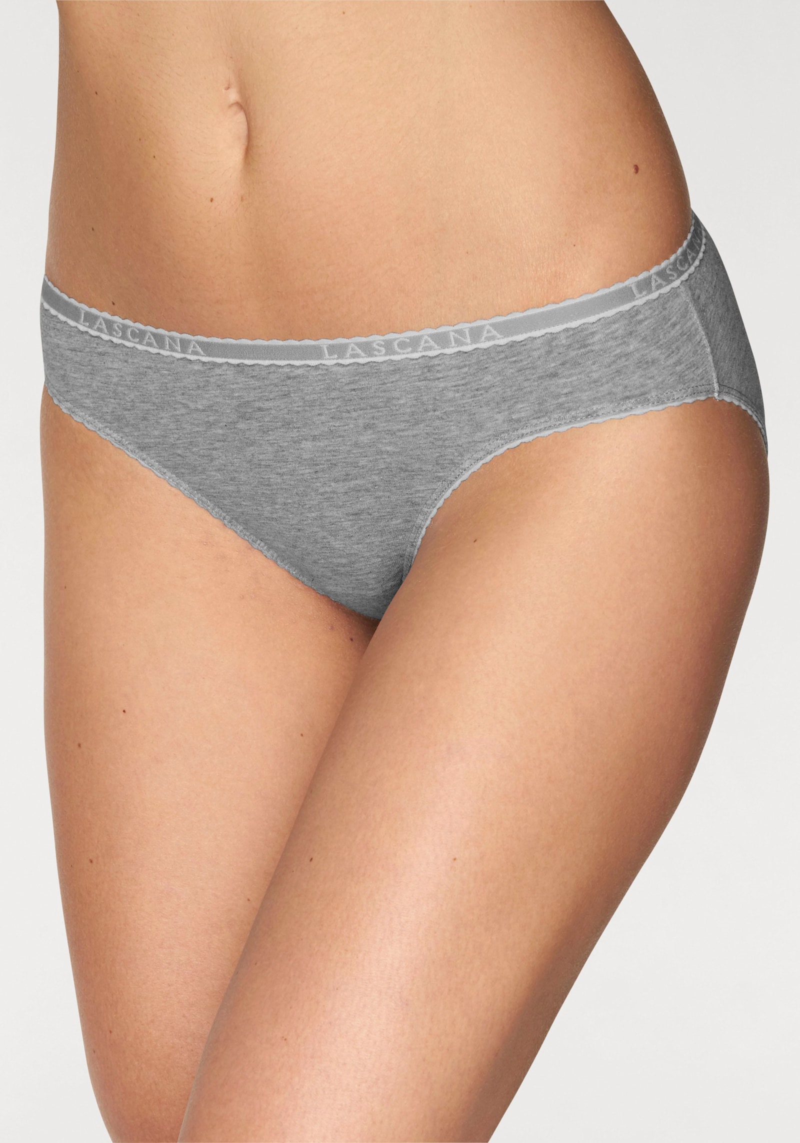 LASCANA Slip - grijs gemêleerd/crème