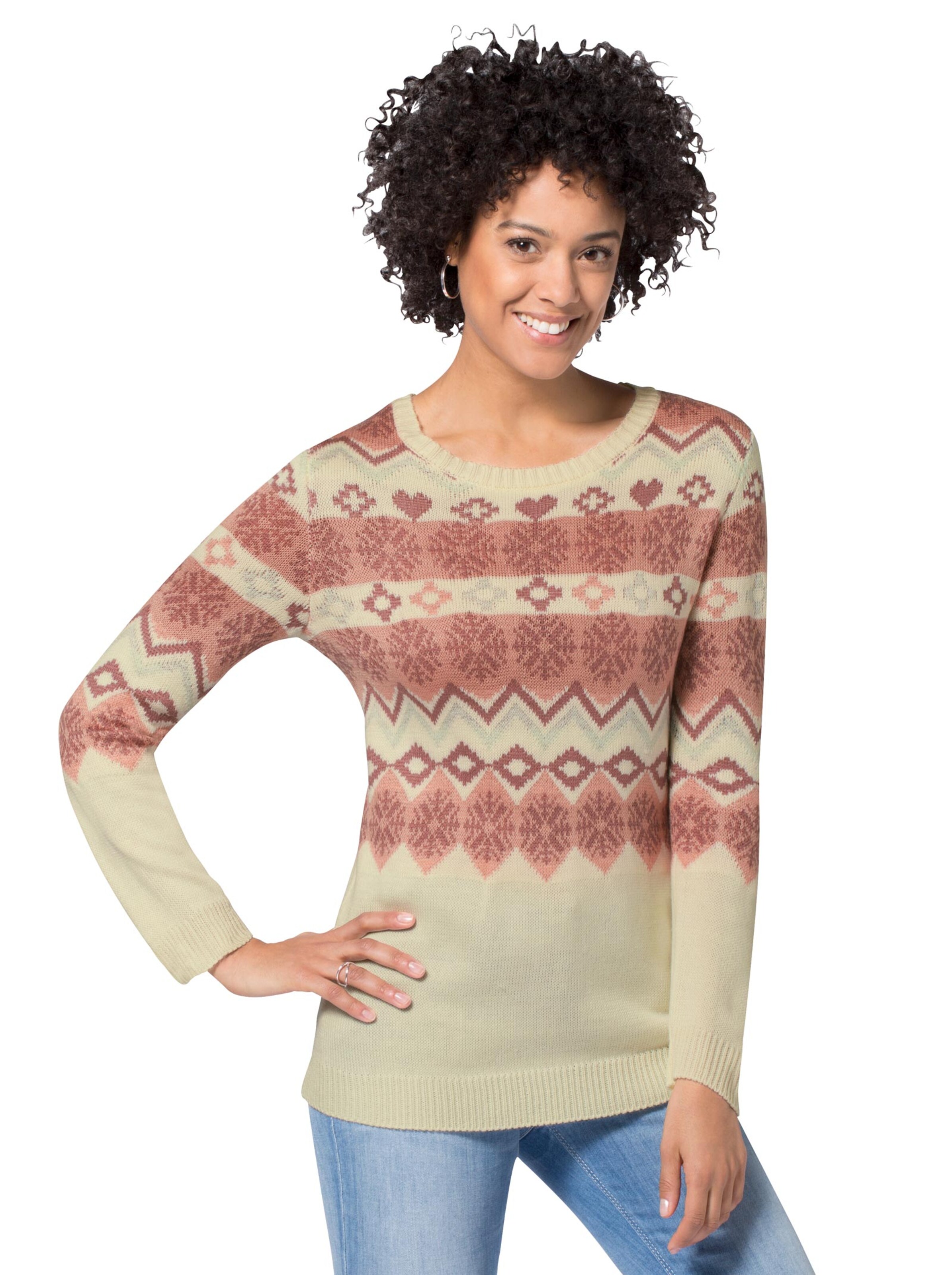 Pullover - wollweiß-gemustert